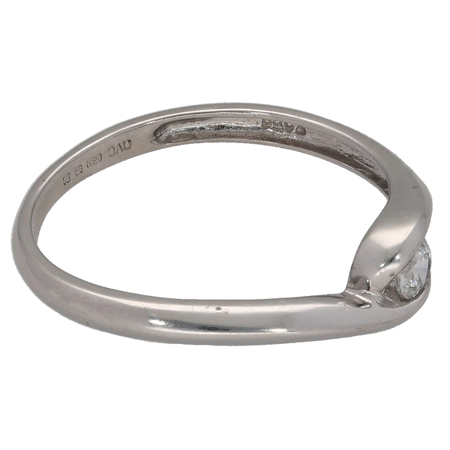 14ct White Gold Cubic Zirconia Single Stone Ring Size M