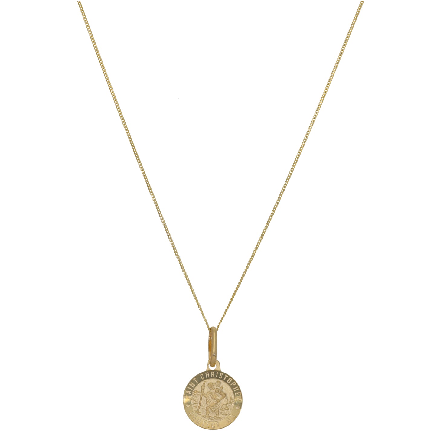 New 9ct Gold 12.2mm St Christopher Pendant with Chain 18"