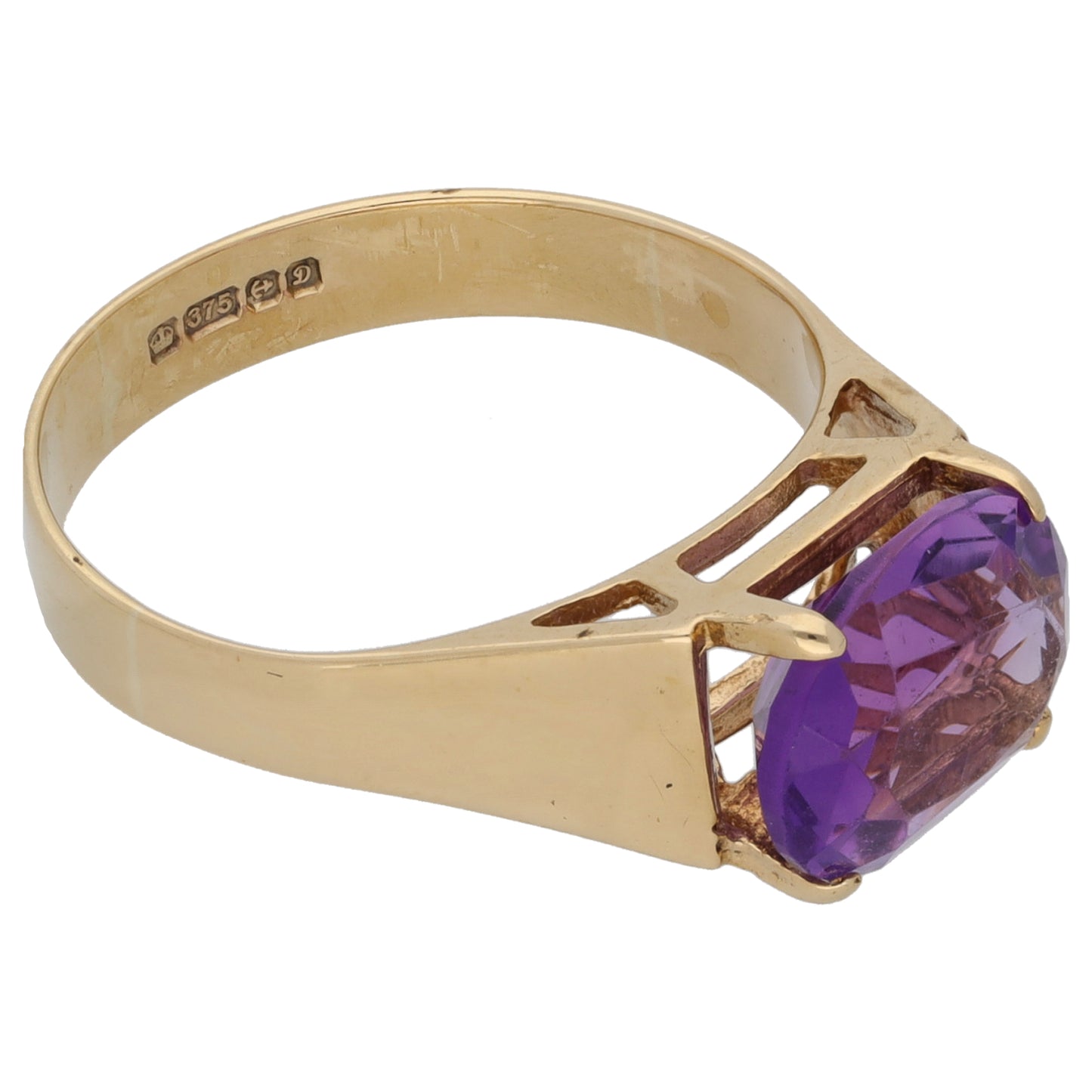 9ct Gold Amethyst Single Stone Ring Size M