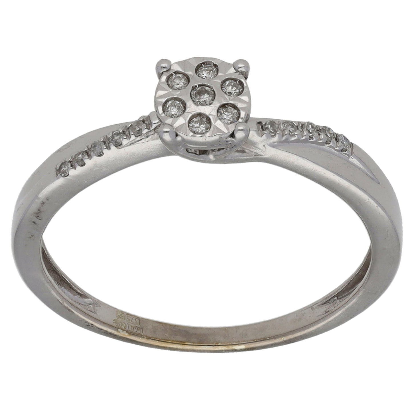 9ct White Gold 0.12ct Diamond Cluster Ring Size P