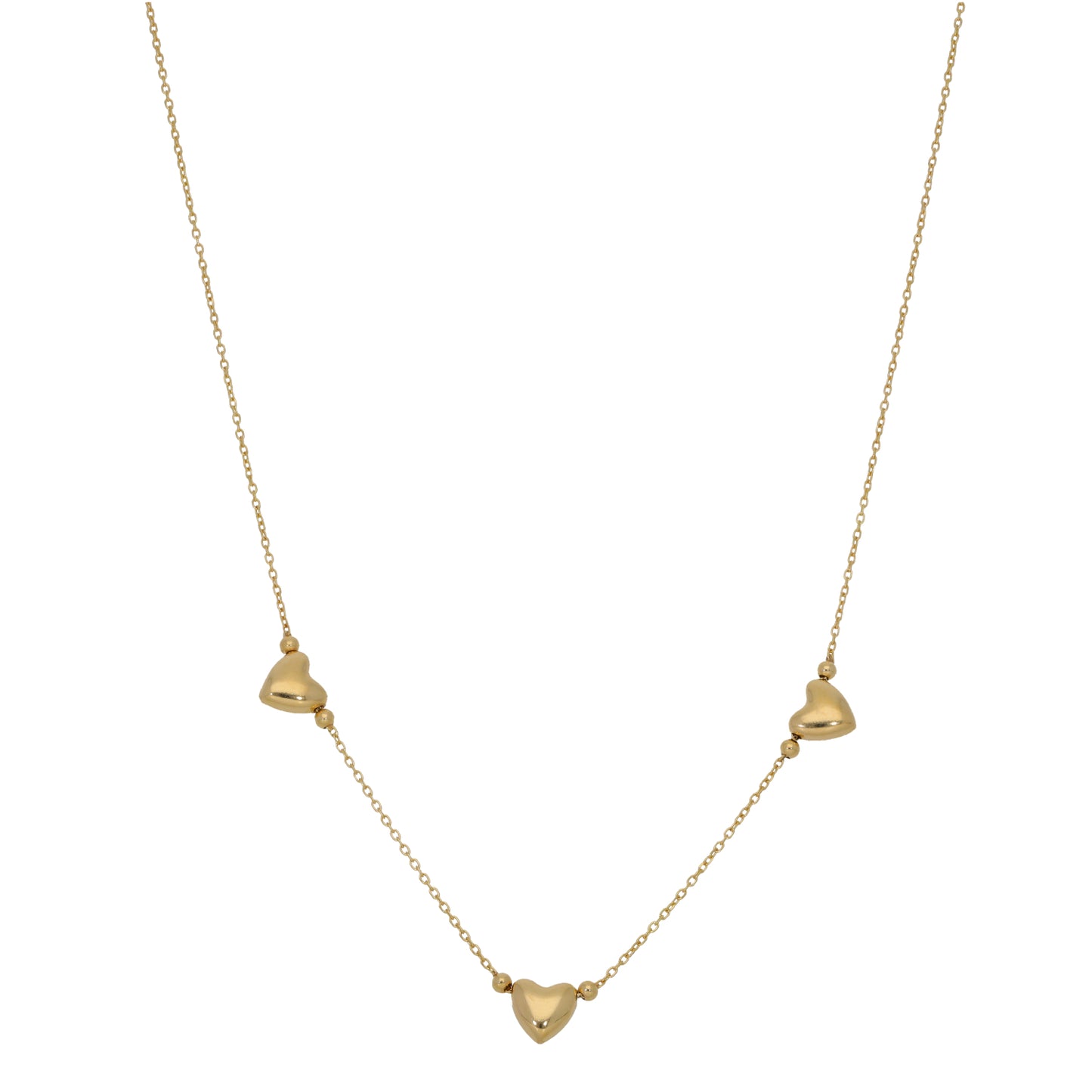 New 9ct Gold 3 Heart Necklace 18"