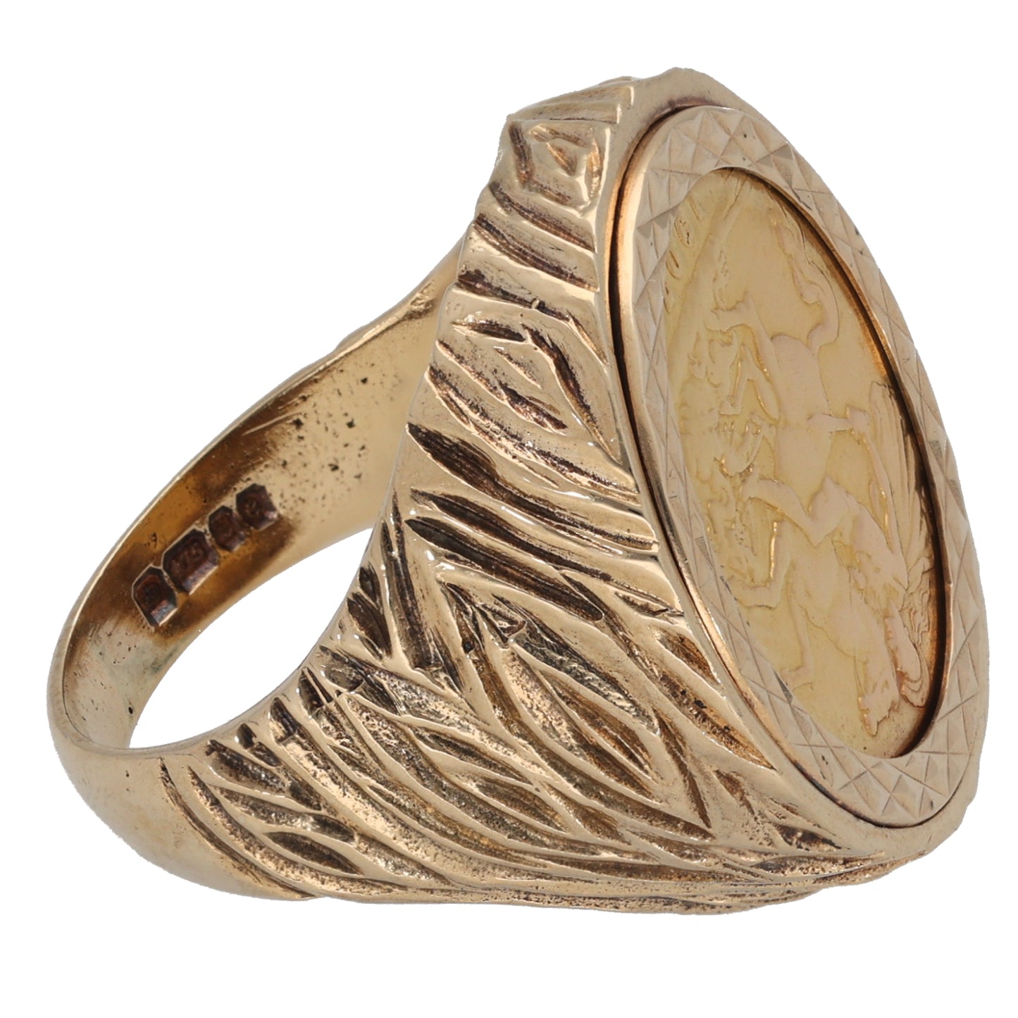 9ct Gold Coin Ring Size O