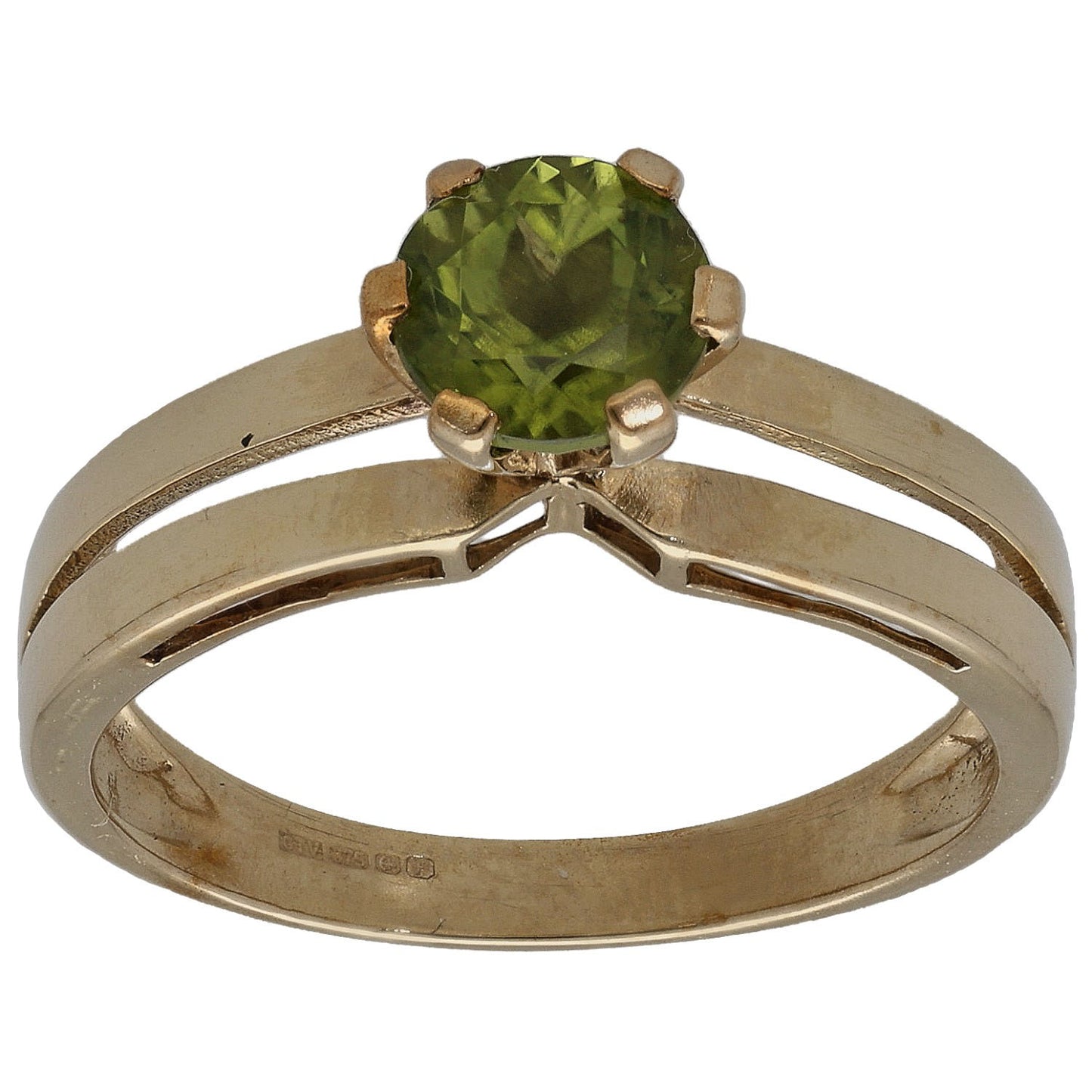 9ct Gold Peridot Single Stone Ring Size N