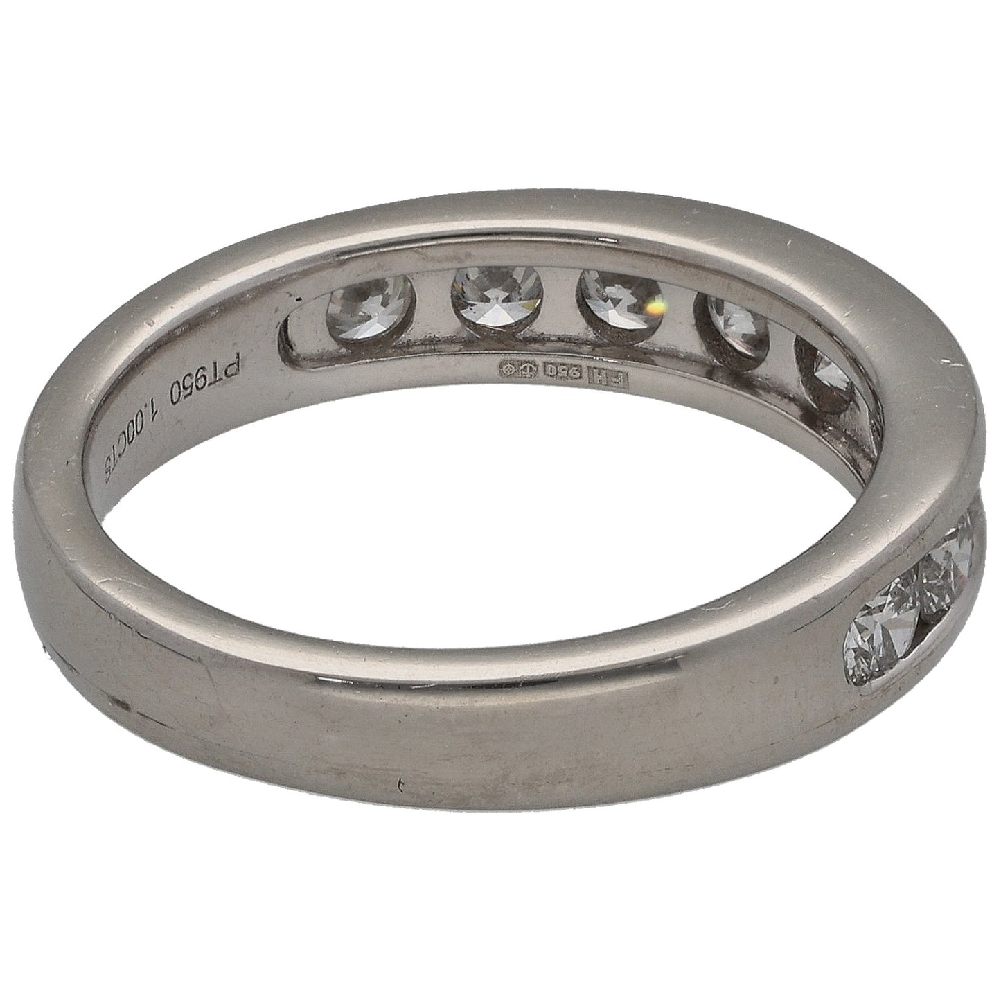 Platinum 0.99ct Diamond Half Eternity Ring Size O