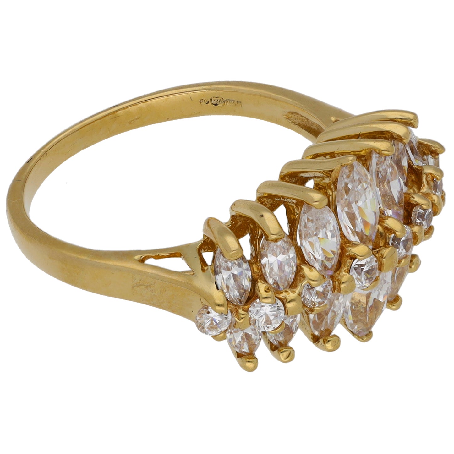 18ct Gold Cubic Zirconia Dress/Cocktail Ring Size M