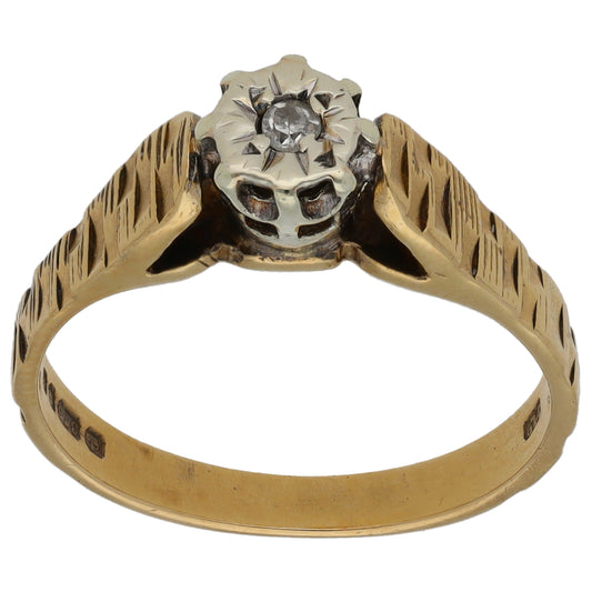 9ct Gold 0.03ct Diamond Solitaire Ring Size K
