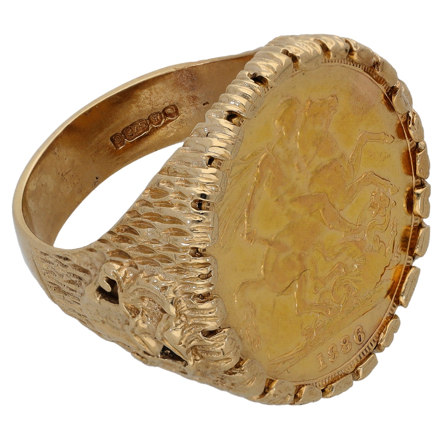 9ct Gold Full Sovereign Coin Ring Size S