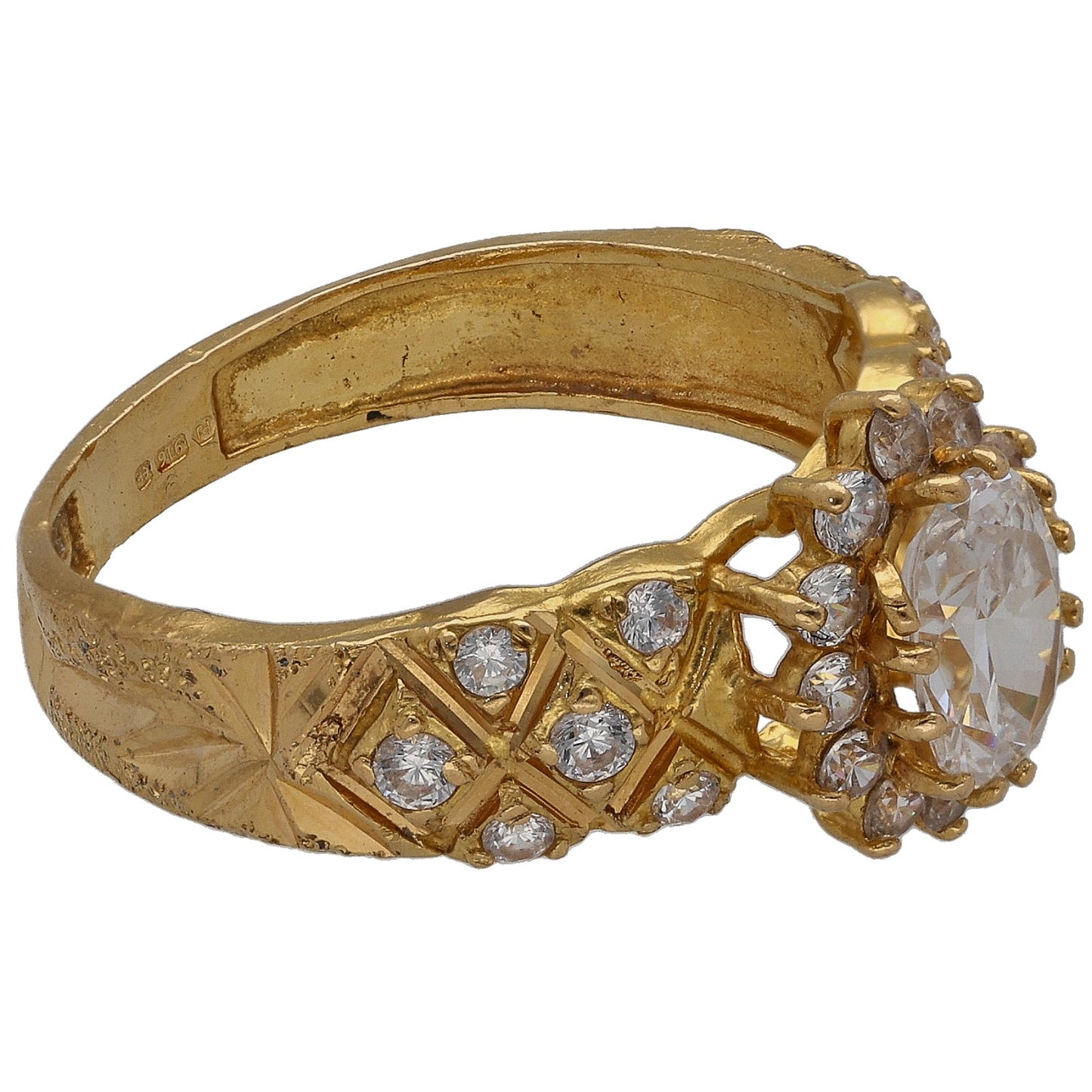 22ct Gold Cubic Zirconia Cluster Ring Size M
