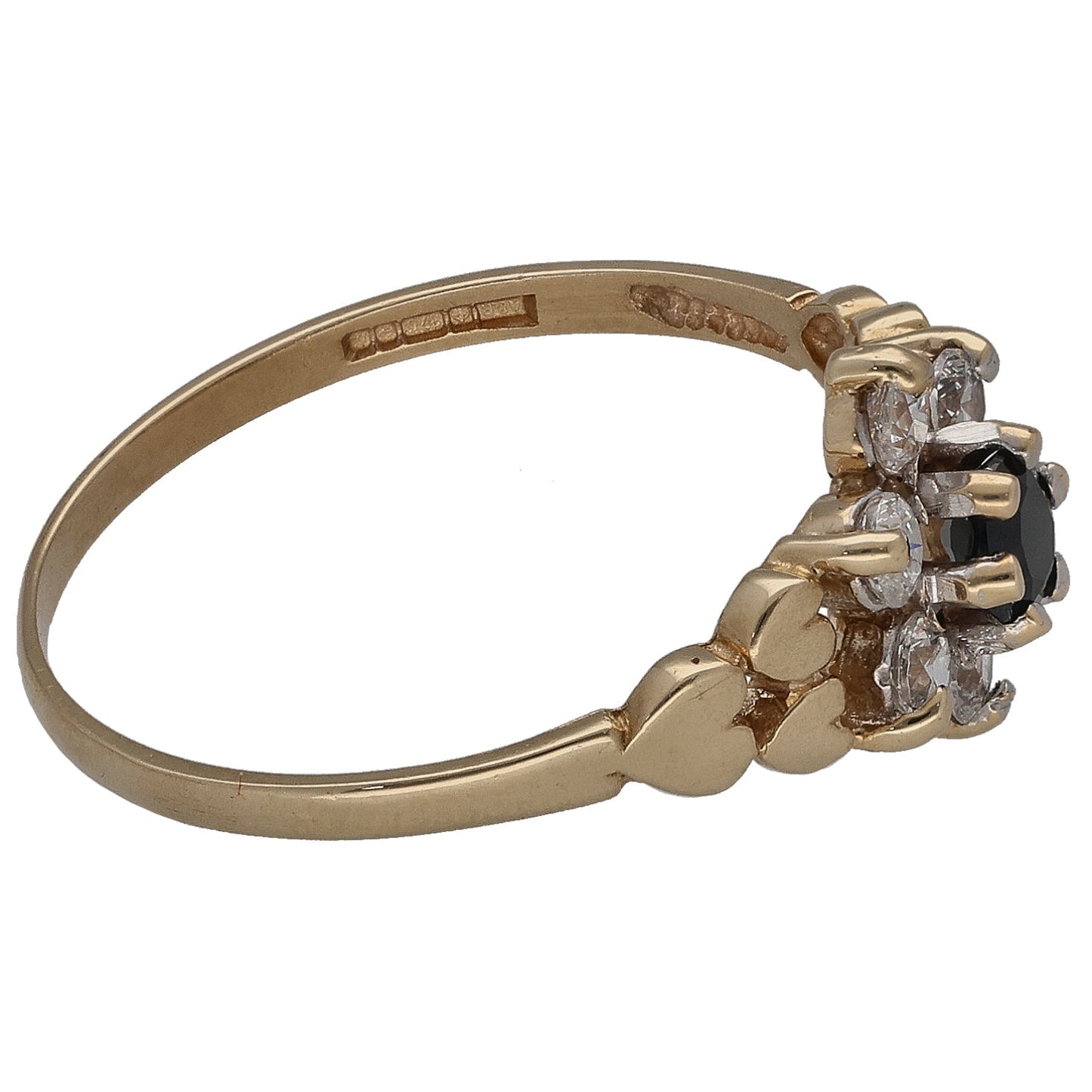 9ct Gold Sapphire & Cubic Zirconia Cluster Ring Size M