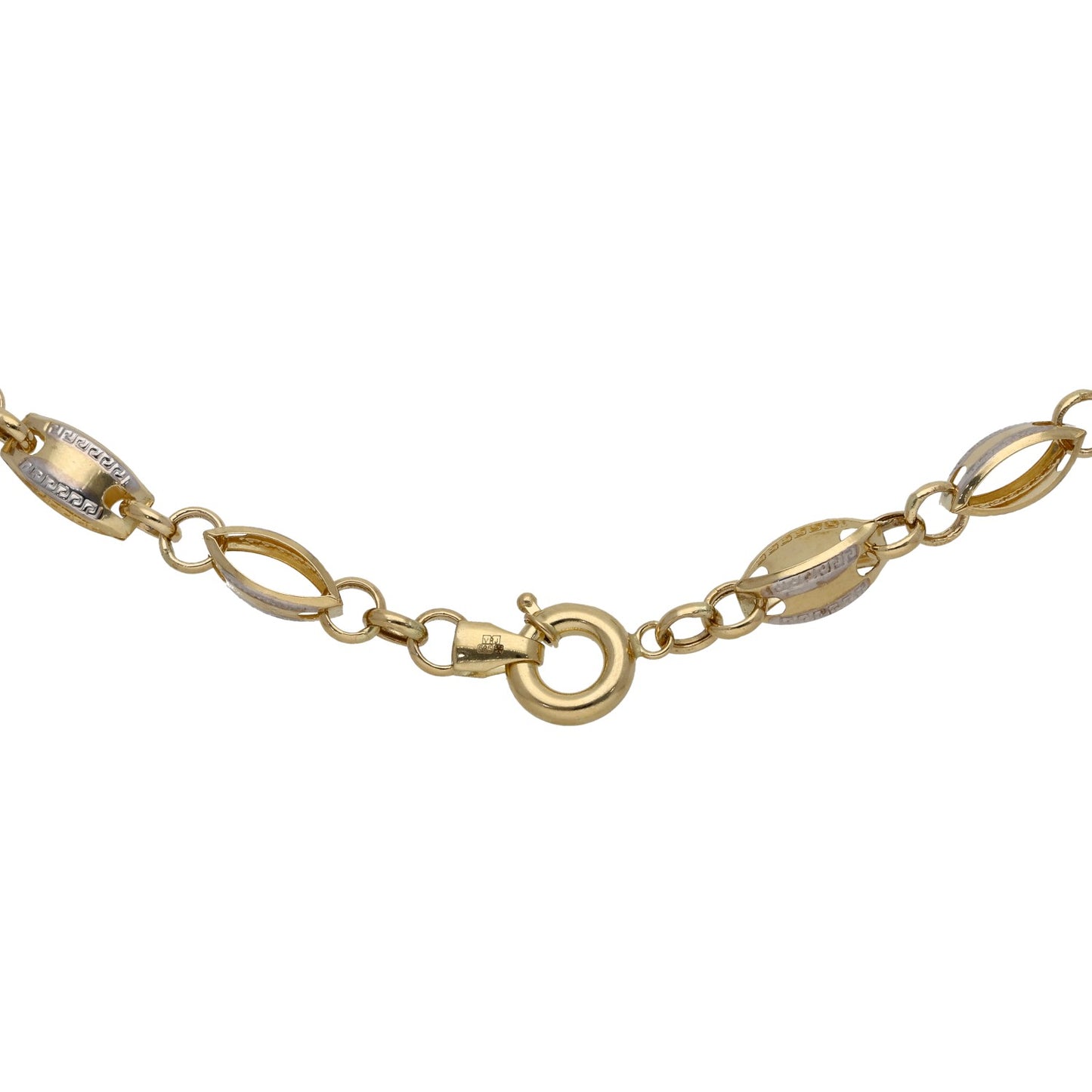 New 14ct Bi-Colour Greek Key Chain Necklace 22