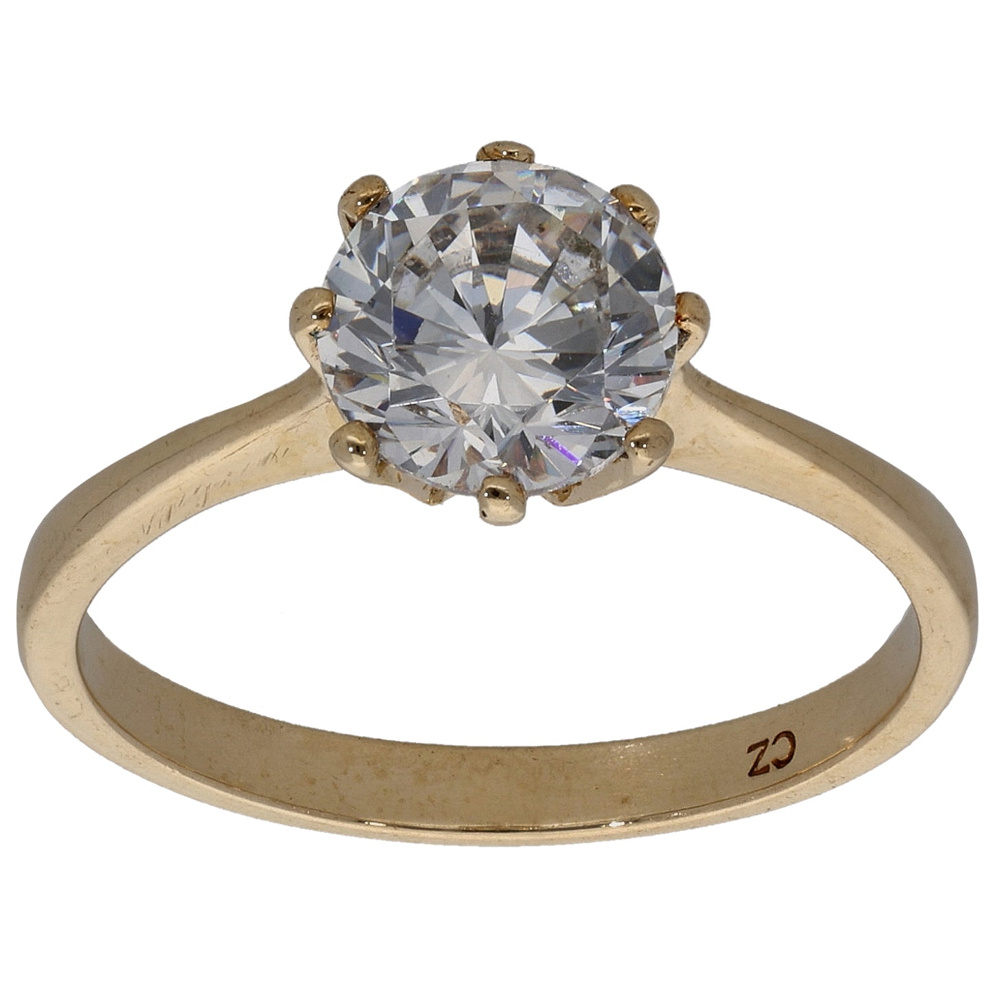 9ct Gold Cubic Zirconia Single Stone Ring Size M