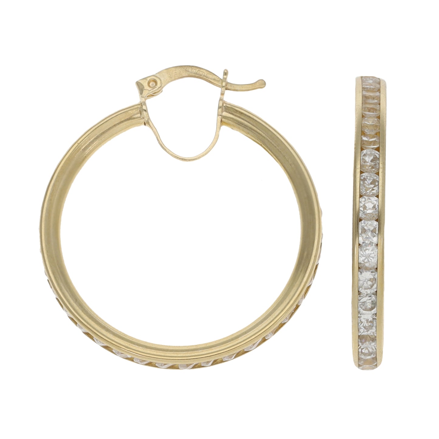 9ct Gold Cubic Zirconia Hoop Earrings