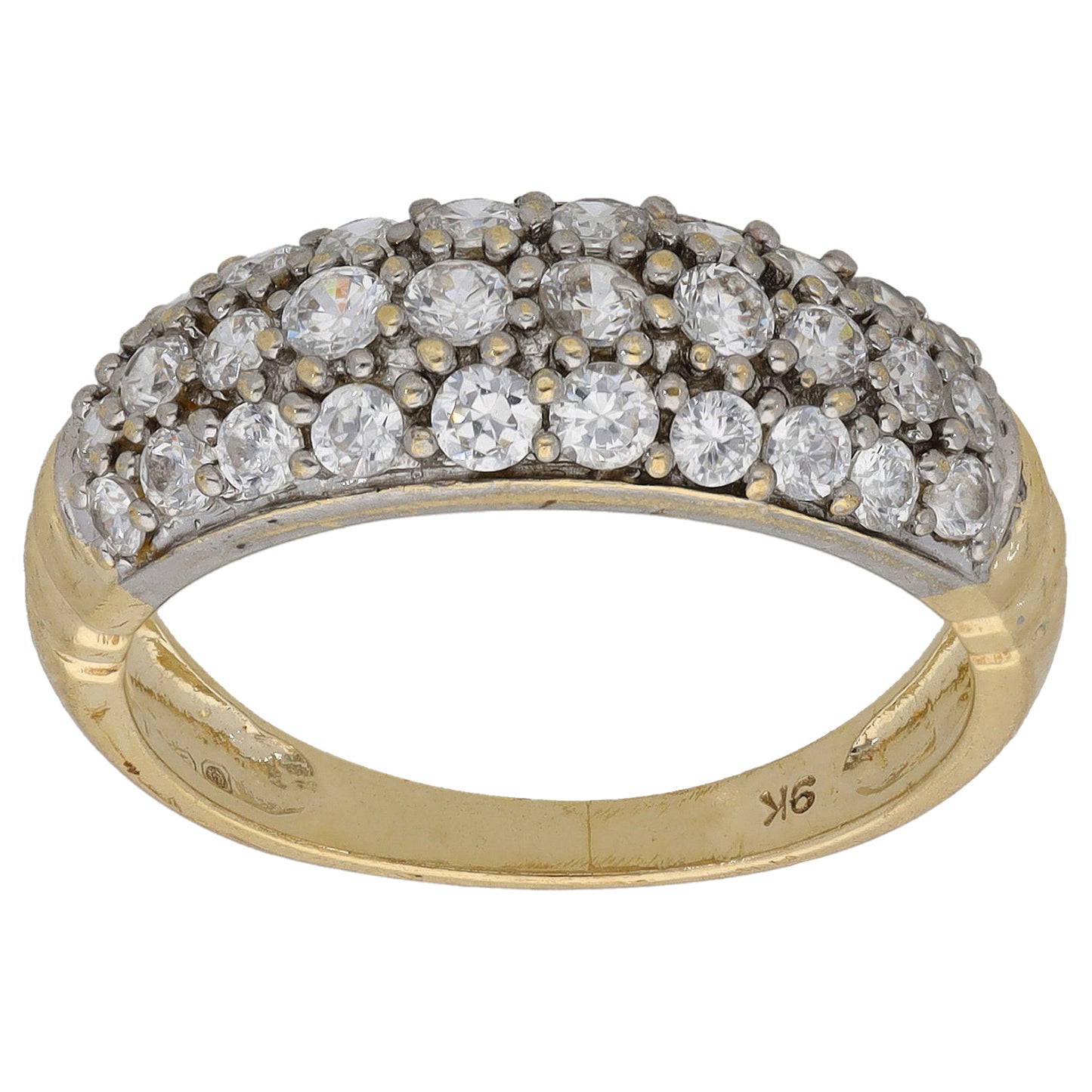 9ct Gold Cubic Zirconia Dress/Cocktail Ring Size O