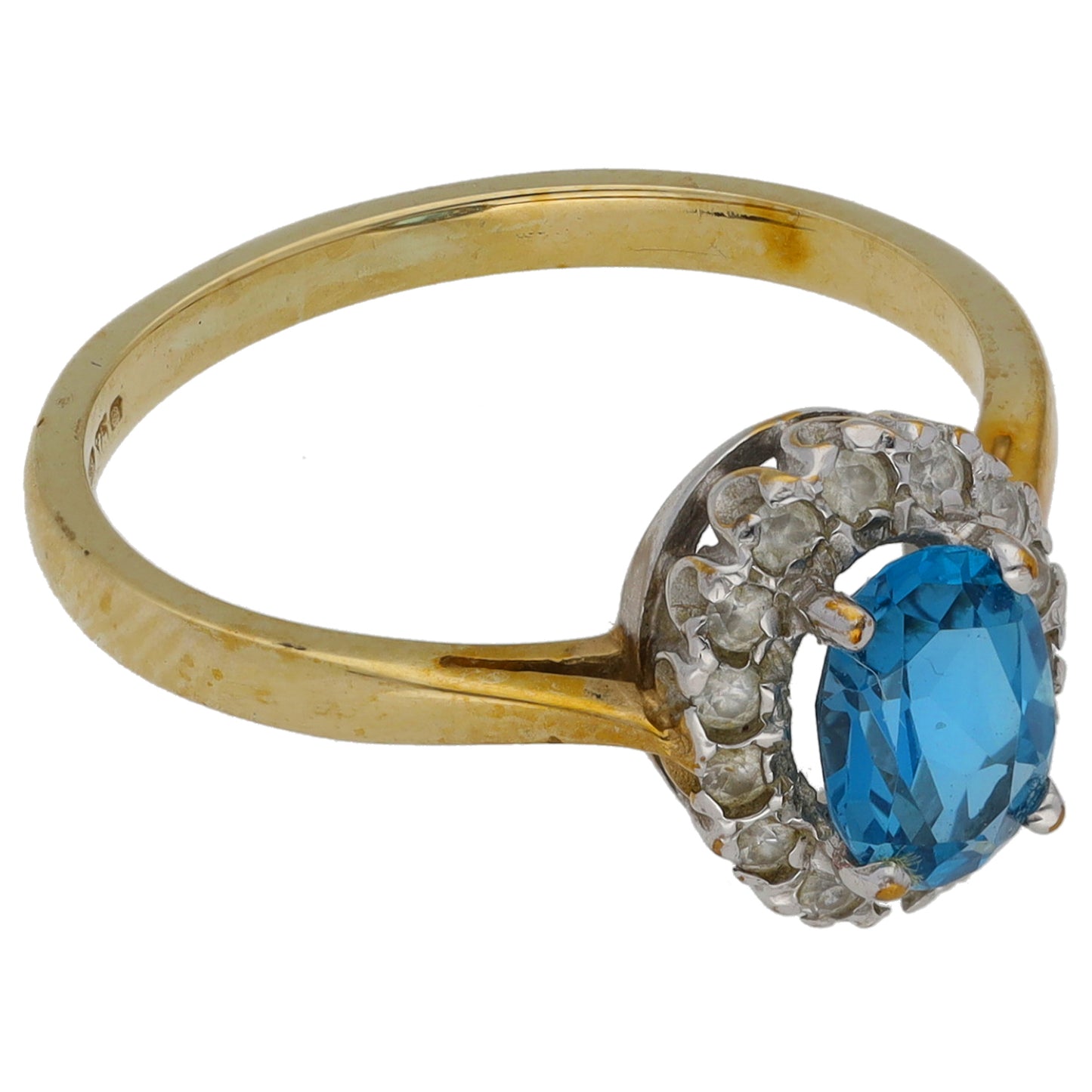 9ct Gold Topaz & White Topaz Dress/Cocktail Ring Size M