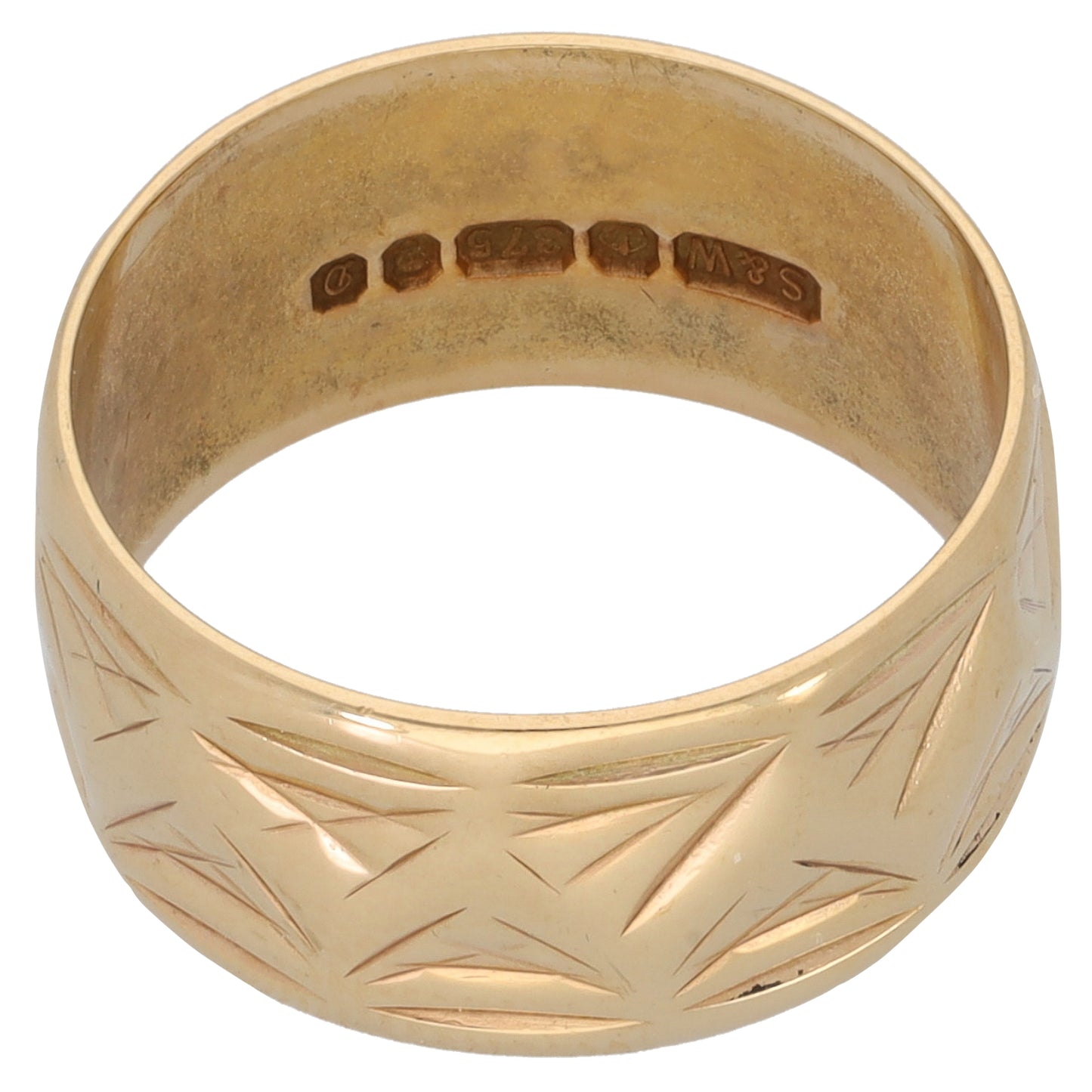 9ct Gold Patterned Wedding Ring Size K