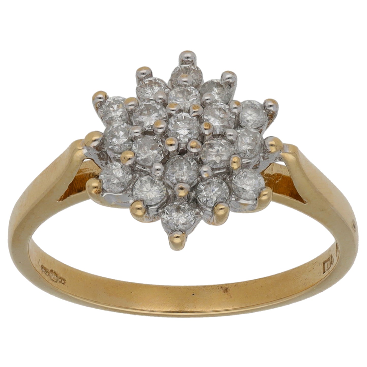 9ct Gold 0.50ct Diamond Cluster Ring Size P