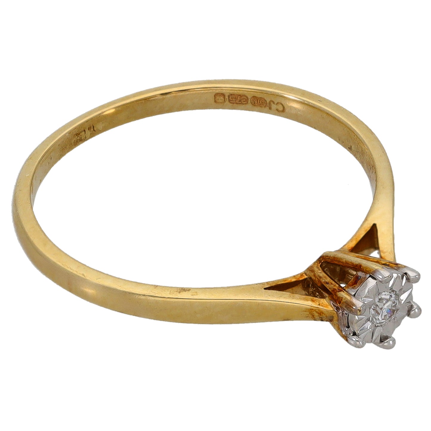 9ct Gold 0.03ct Diamond Solitaire Ring Size N