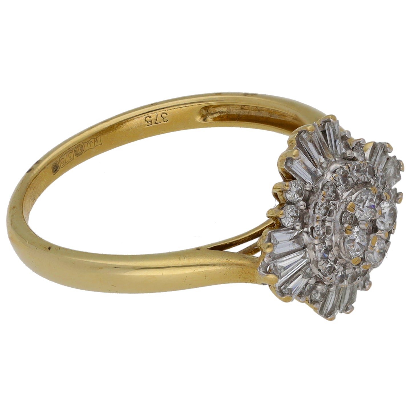 9ct Gold 0.55ct Diamond Cluster Ring Size O