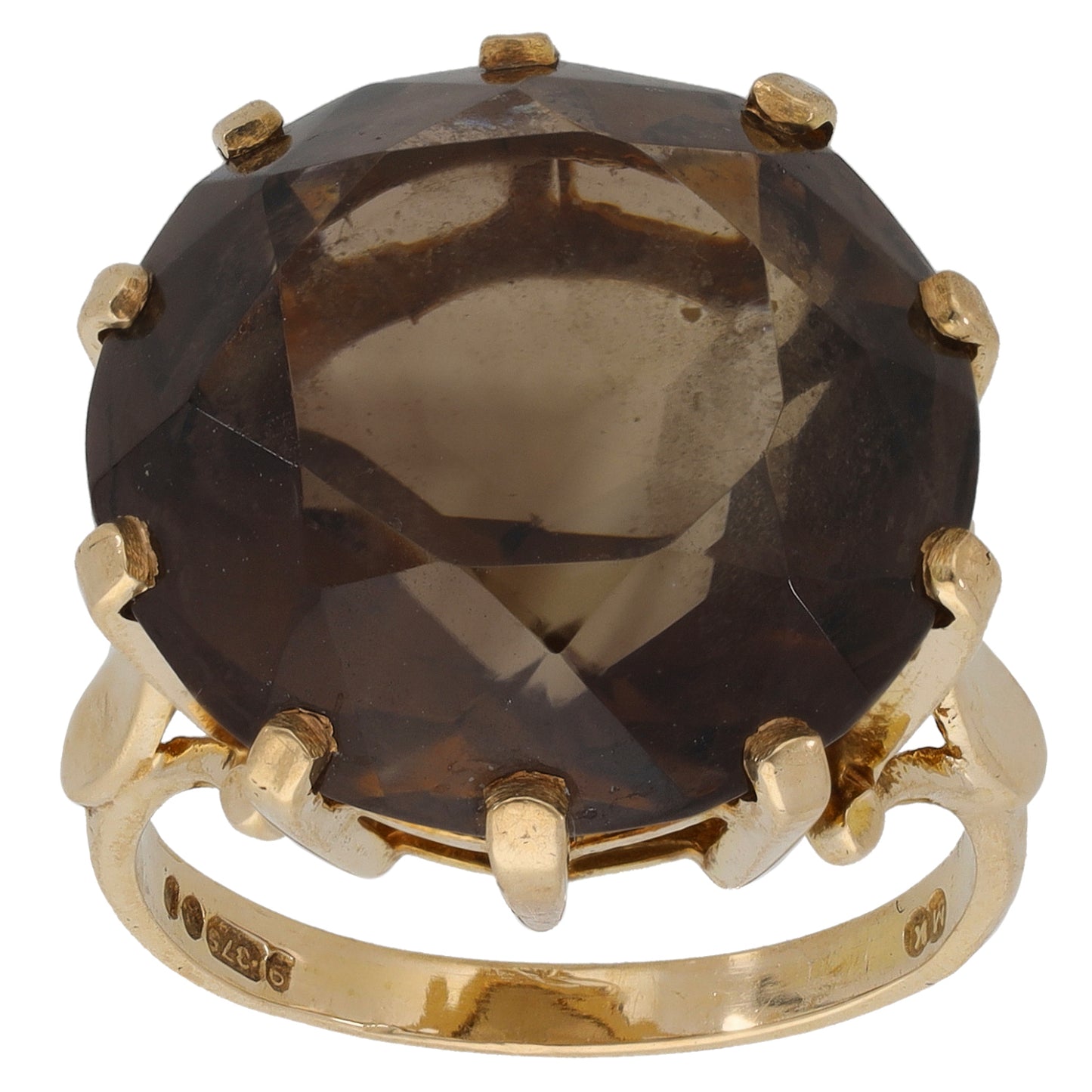 9ct Gold Smoky Quartz Single Stone Ring Size N