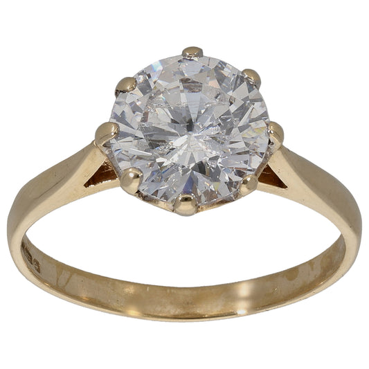 9ct Gold Cubic Zirconia Single Stone Ring Size M