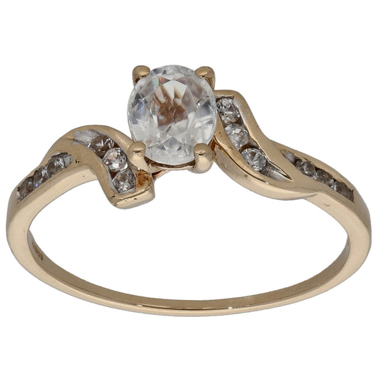 9ct Gold Sapphire Single Stone Ring with Accent Stones Size P