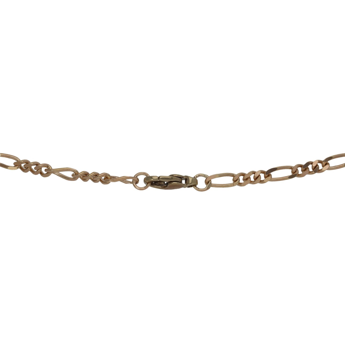Gold Figaro chain with clasp and oval links, 20-inch length