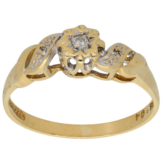 9ct Gold 0.06ct Diamond Solitaire Ring Size N