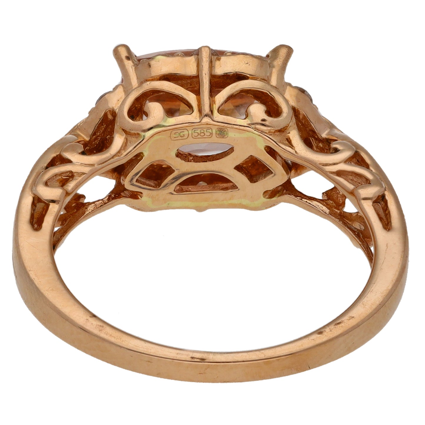 14ct Rose Gold 0.24ct Diamond & Morganite Dress/Cocktail Ring Size M