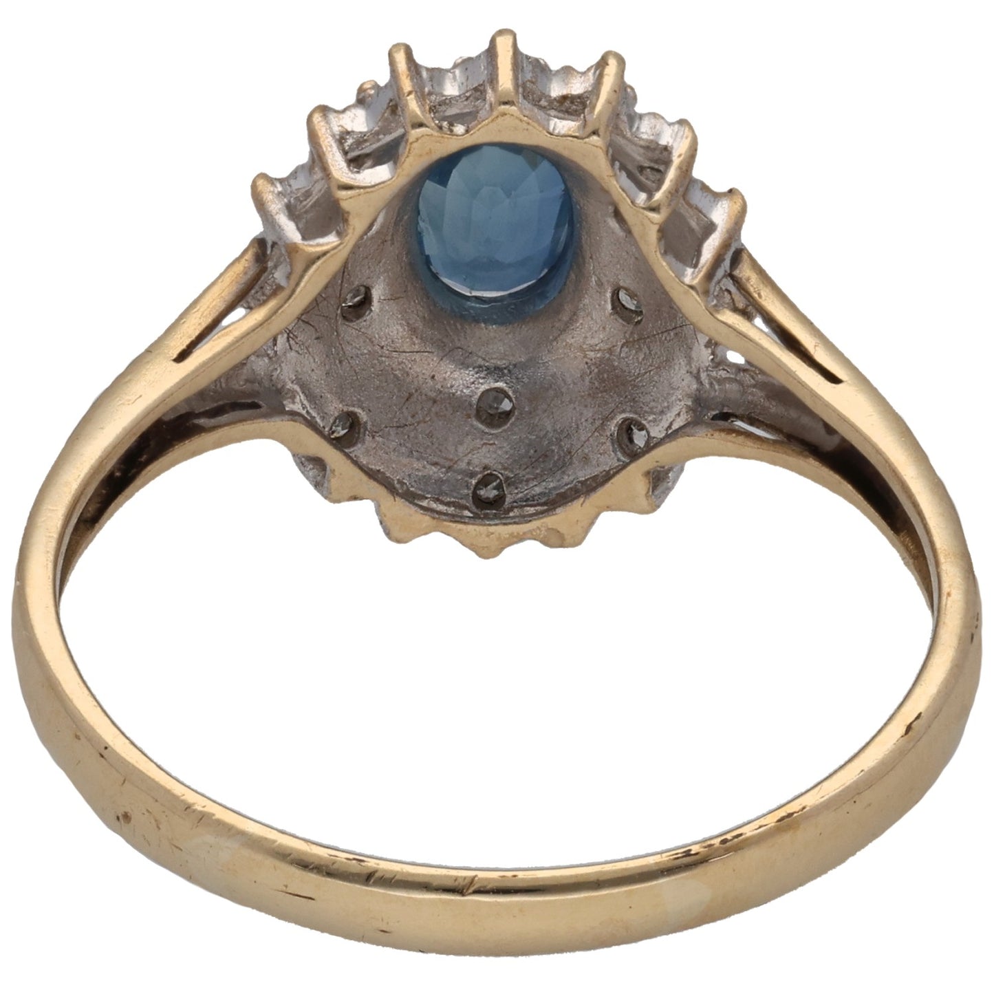 9ct Gold Sapphire & 0.075ct Diamond Dress/Cocktail Ring Size W