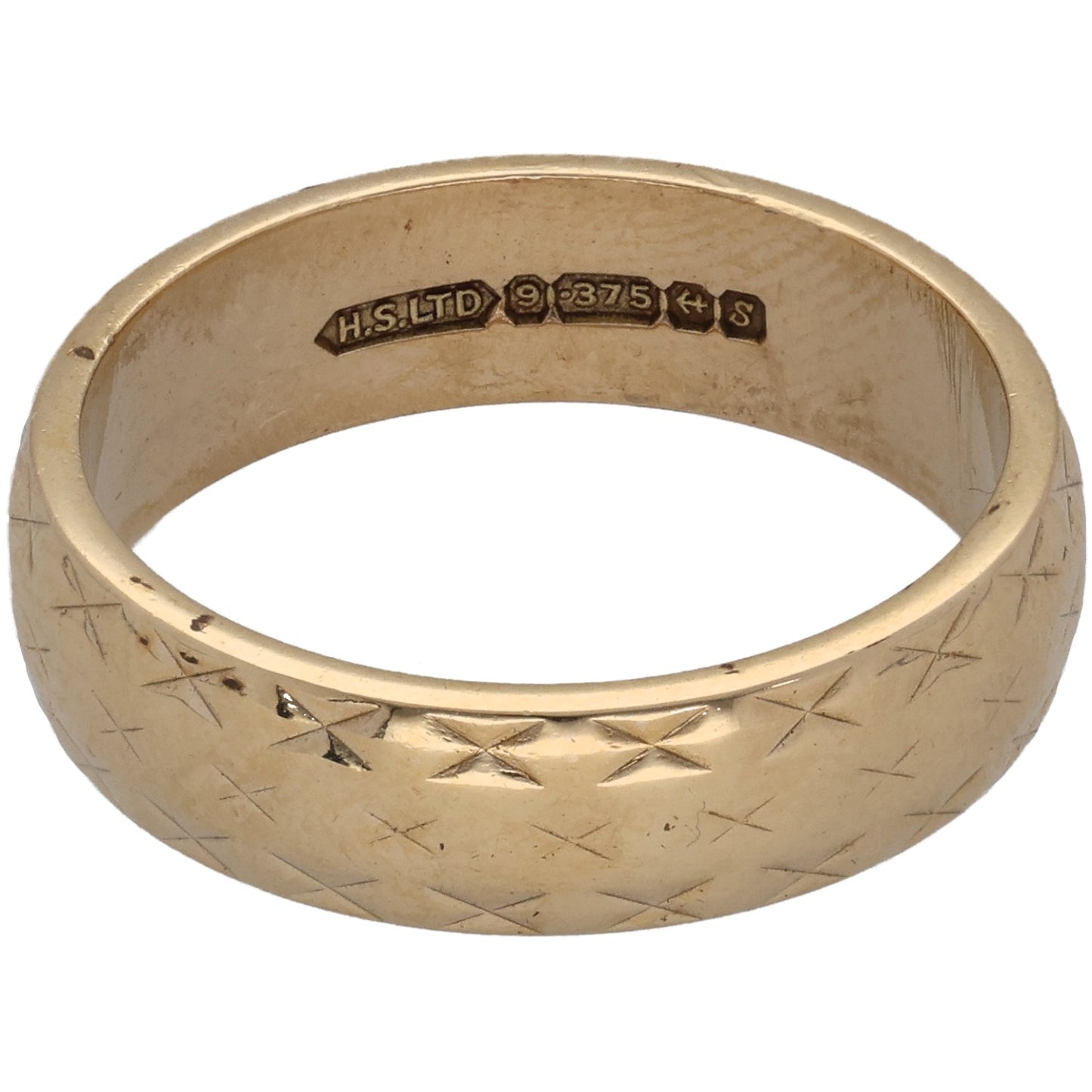 9ct Gold Patterned Wedding Ring Size M