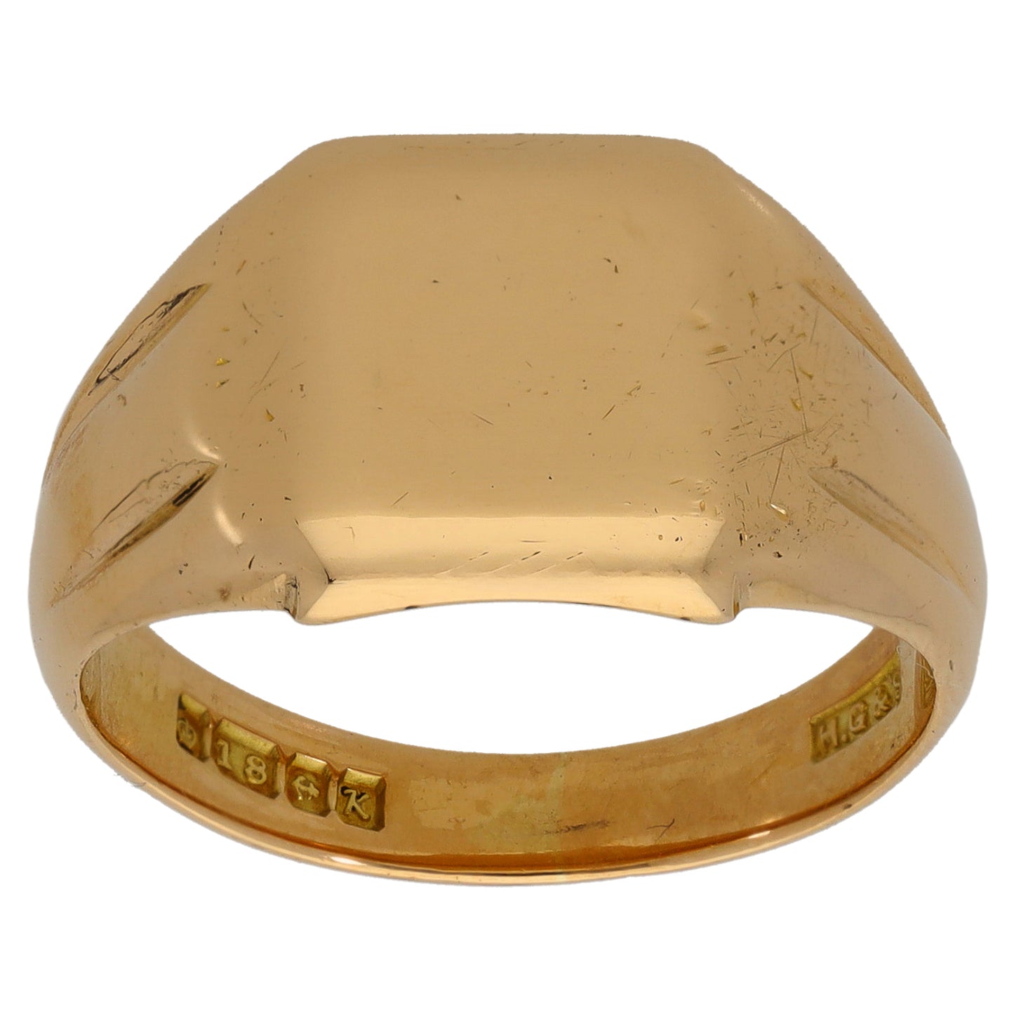 18ct Gold Plain Signet Ring Size T