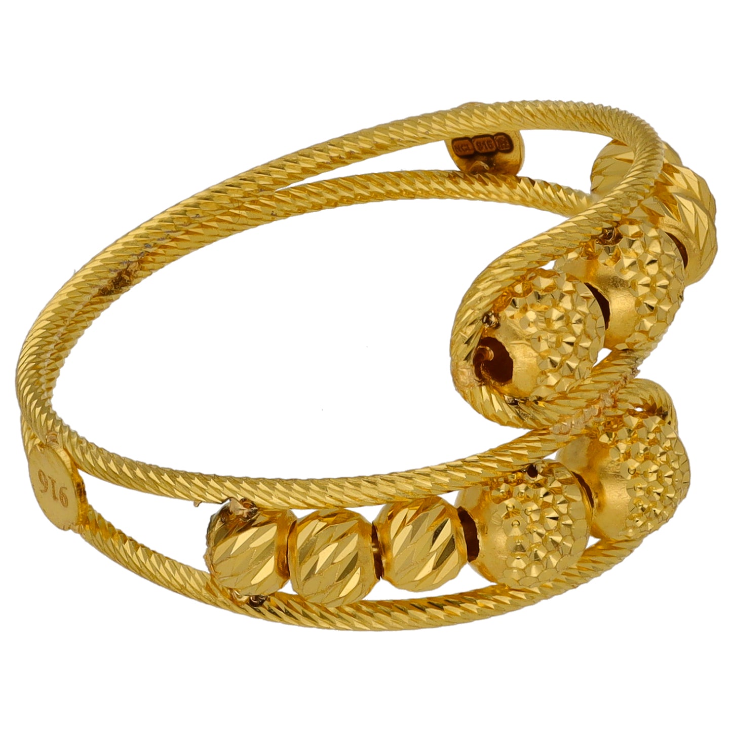 New 22ct Gold Bead Wrap Ring Sizes N-R