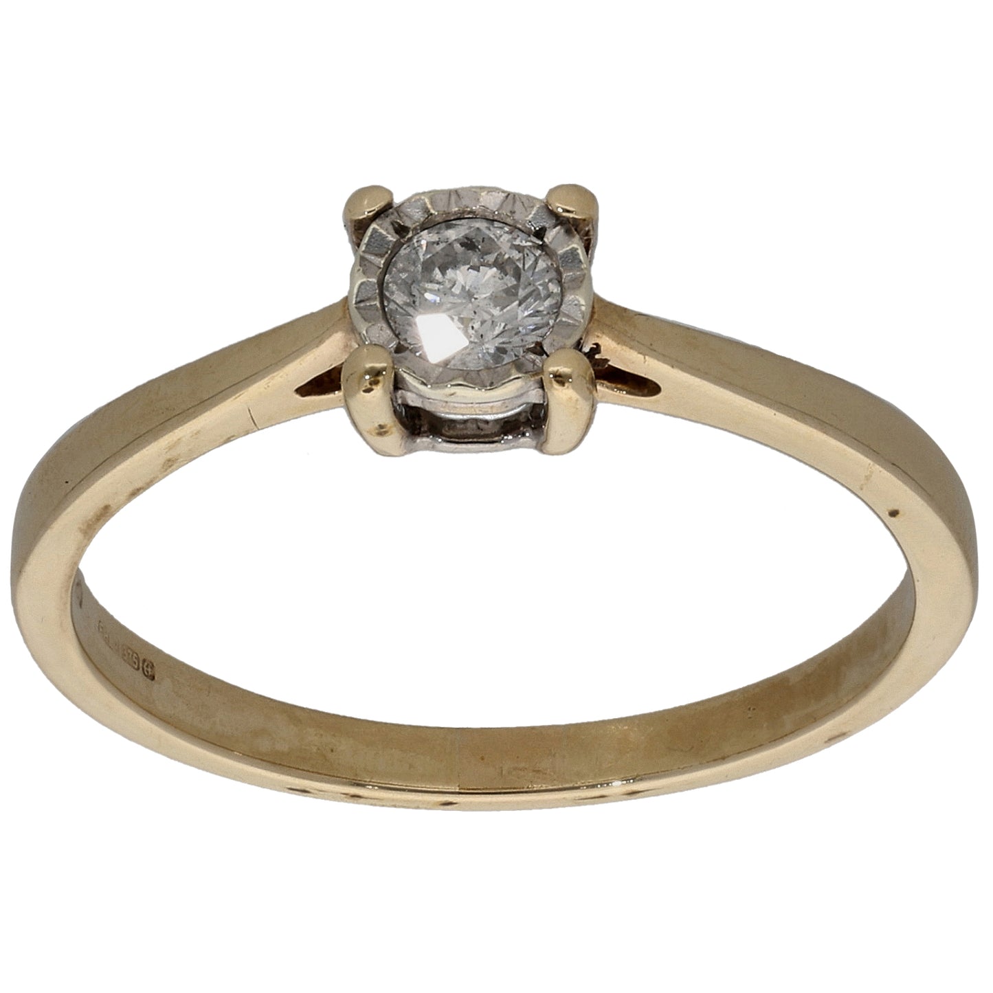 9ct Gold 0.20ct Diamond Solitaire Ring Size O