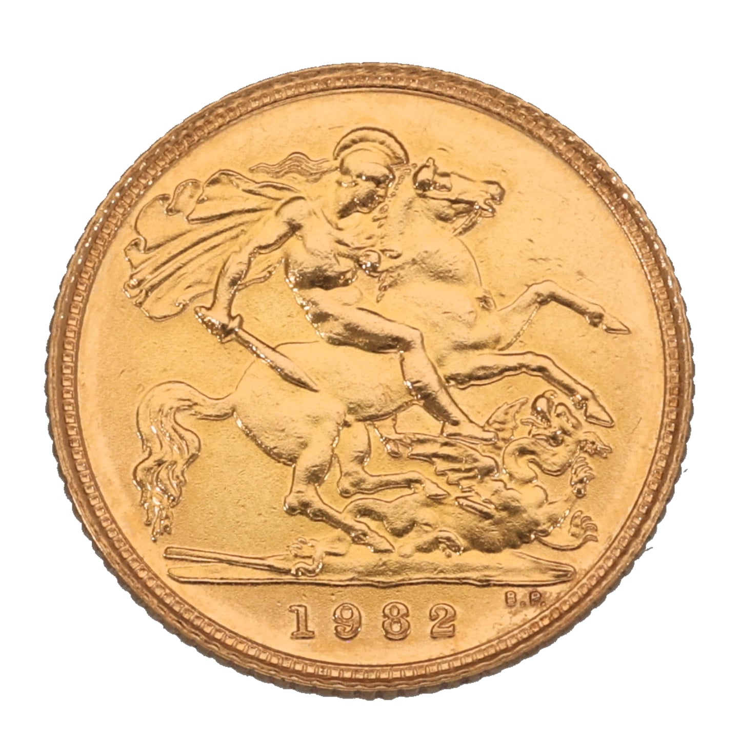 22ct Gold Queen Elizabeth II Half Sovereign Coin 1982