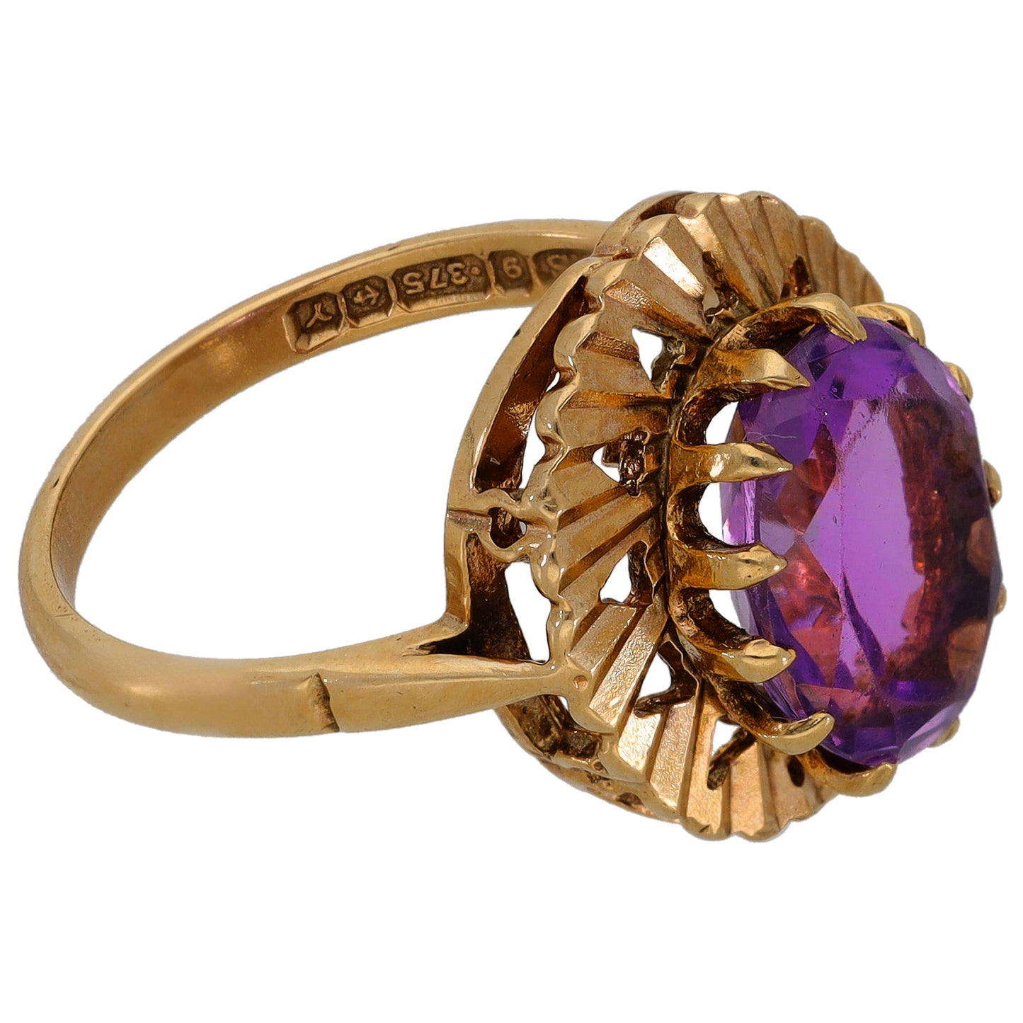 9ct Gold Amethyst Single Stone Ring Size O