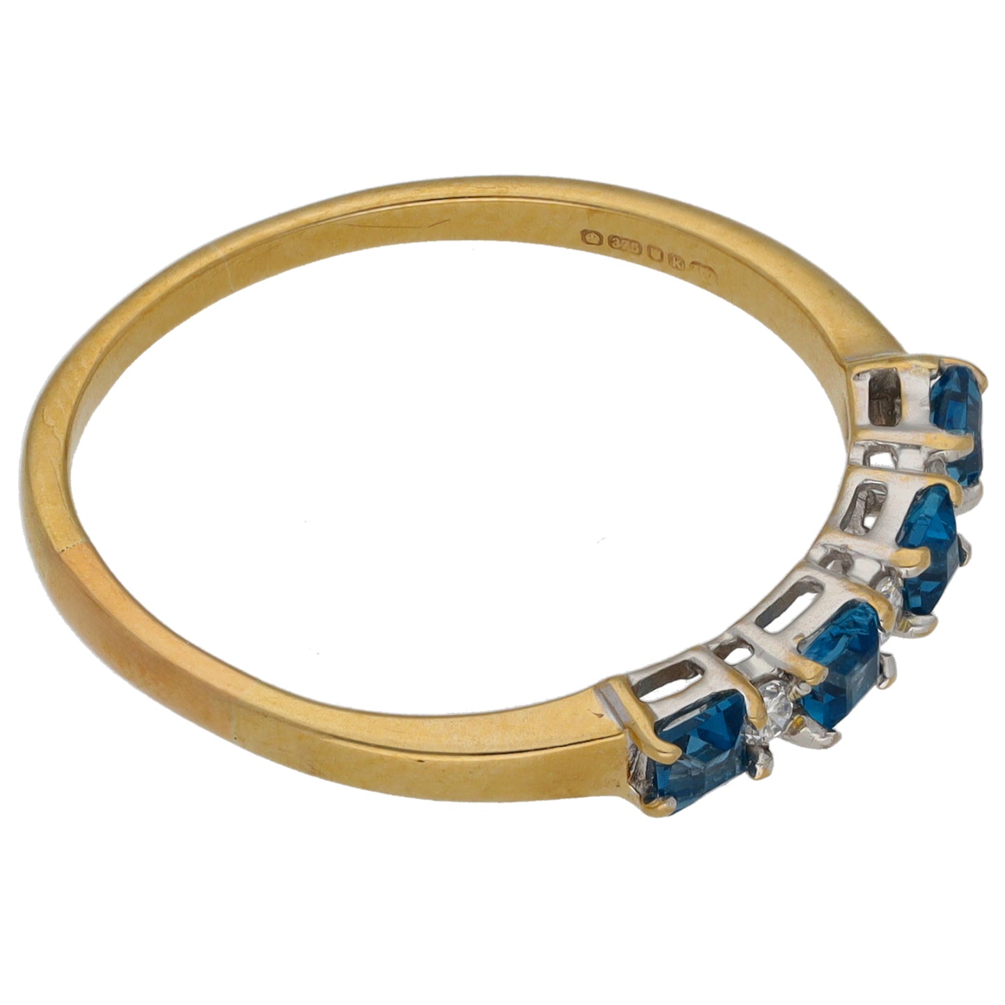 9ct Gold Topaz & 0.06ct Diamond Half Eternity Ring Size S