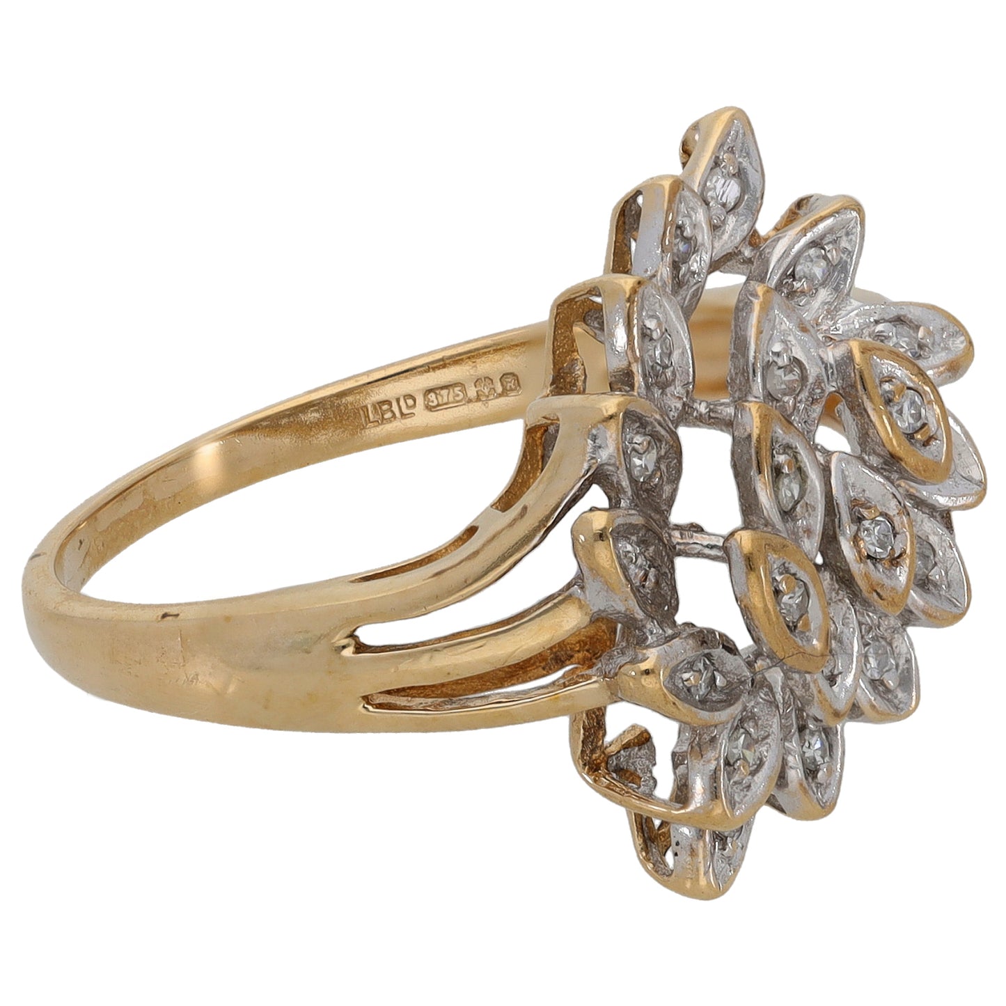 9ct Gold 0.10ct Diamond Dress/Cocktail Ring Size O