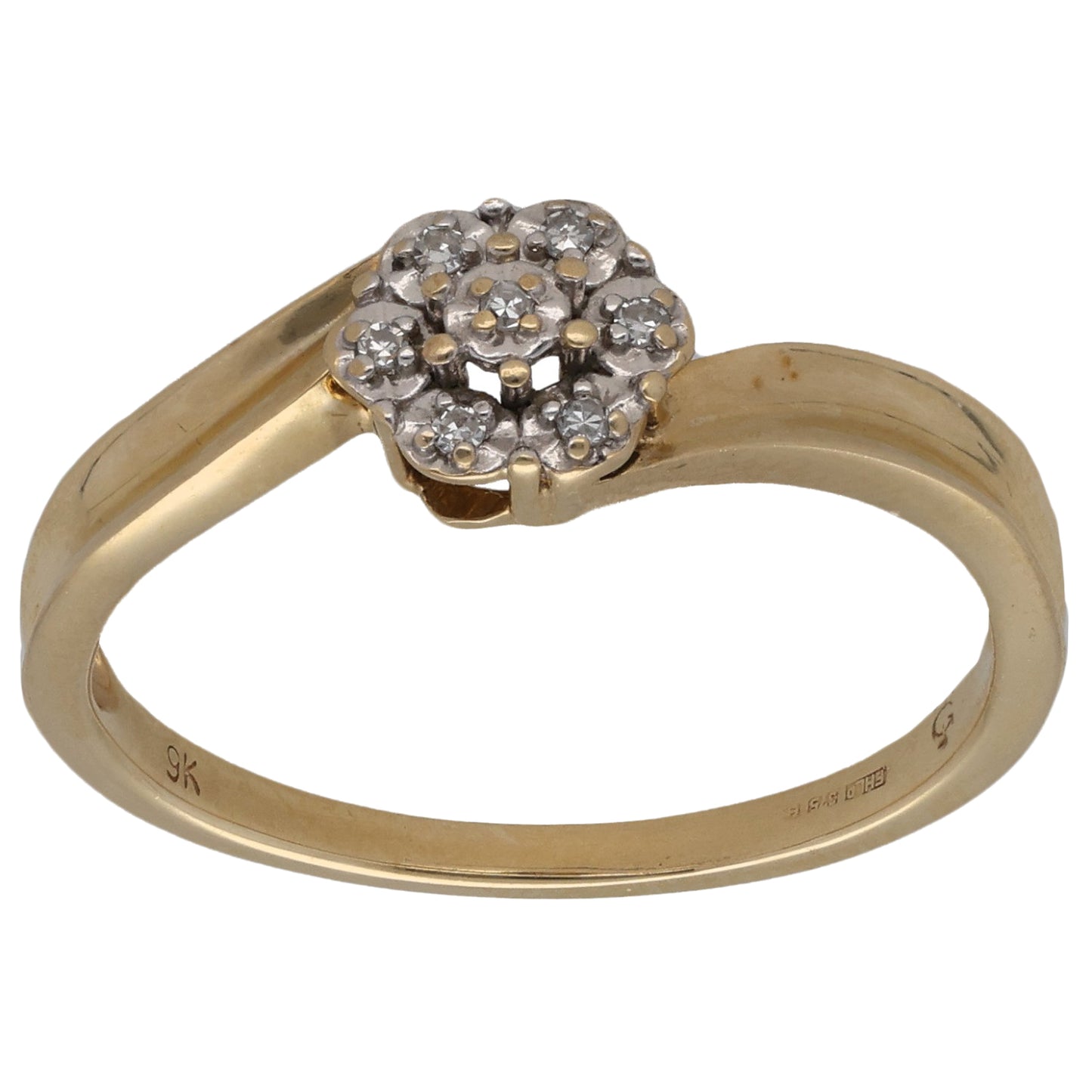 9ct Gold 0.035ct Diamond Cluster Ring Size O