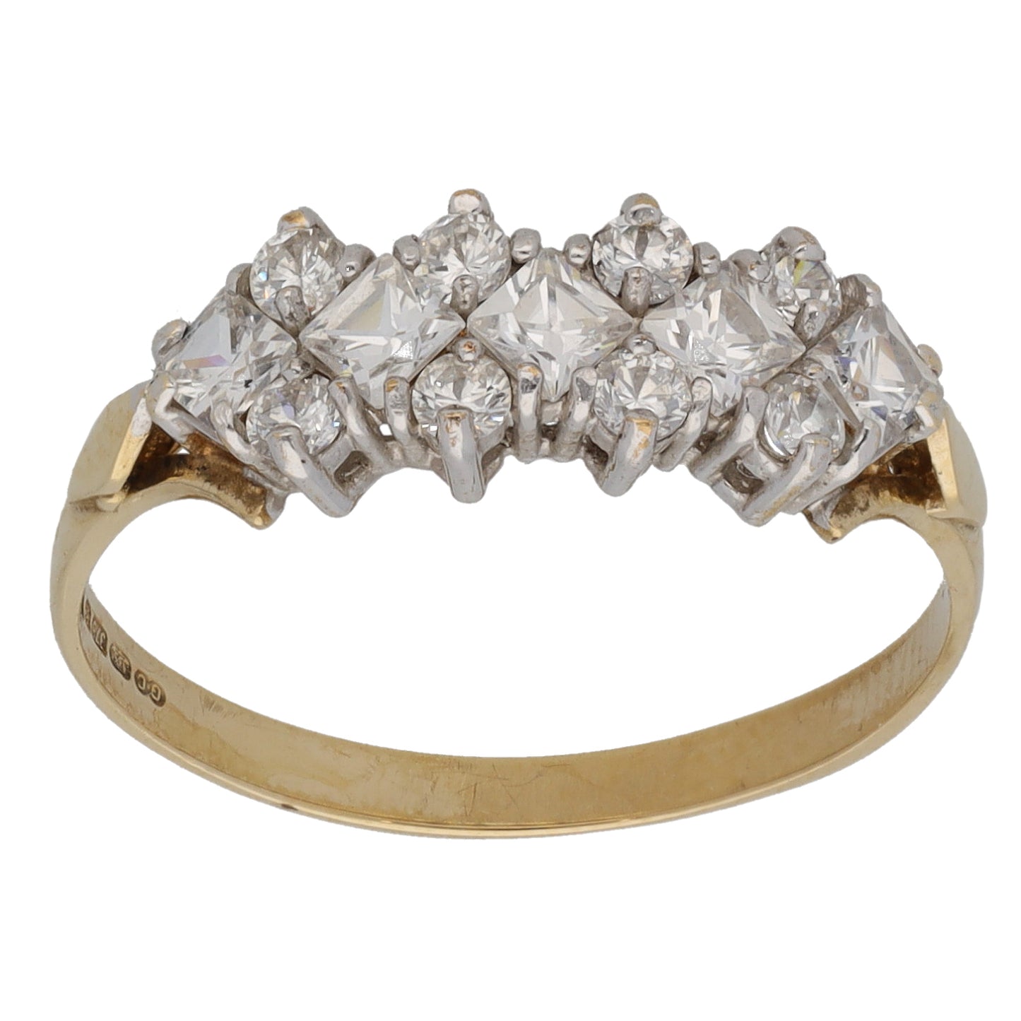 9ct Gold Cubic Zirconia Dress/Cocktail Ring Size P