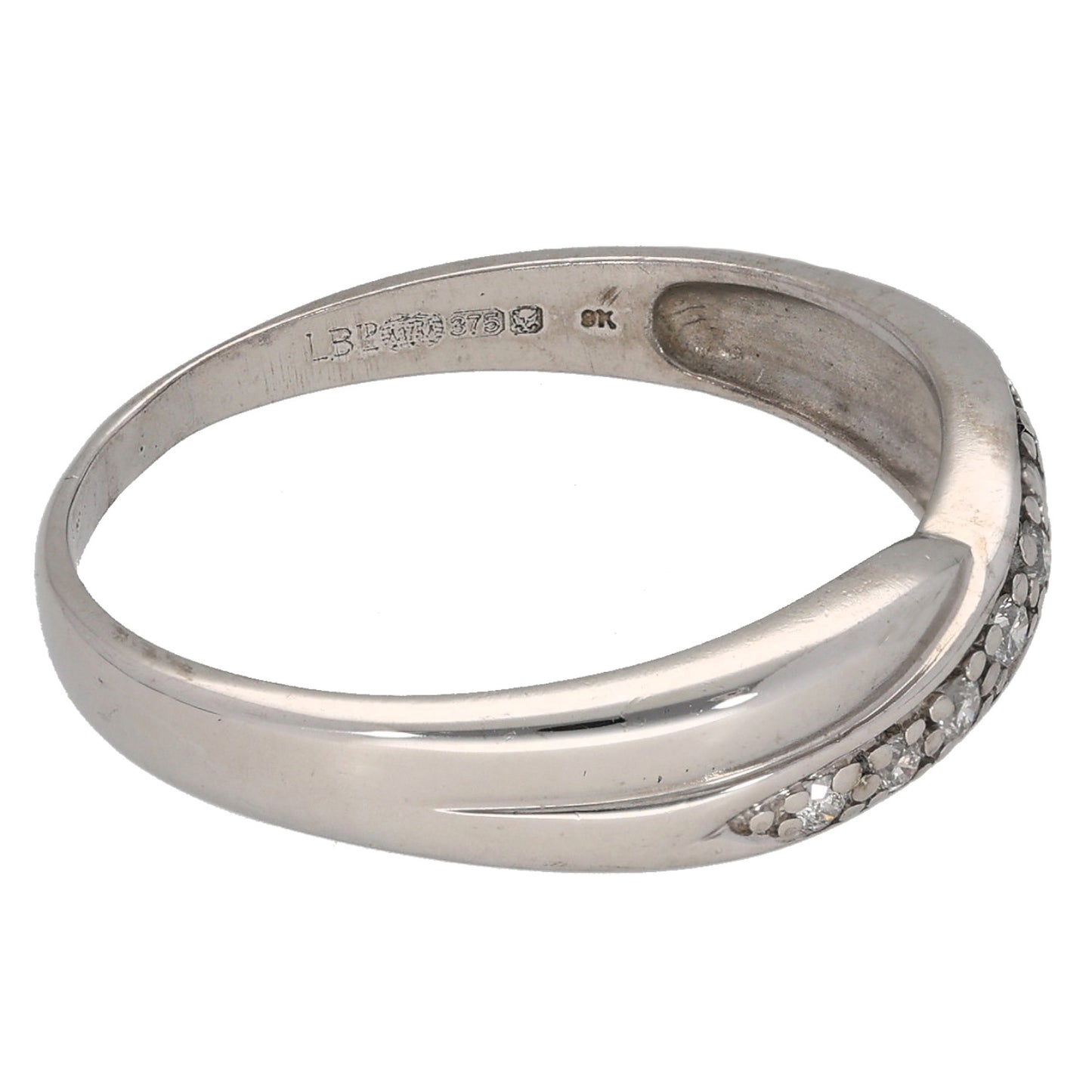 9ct White Gold 0.10ct Diamond Half Eternity Ring Size R