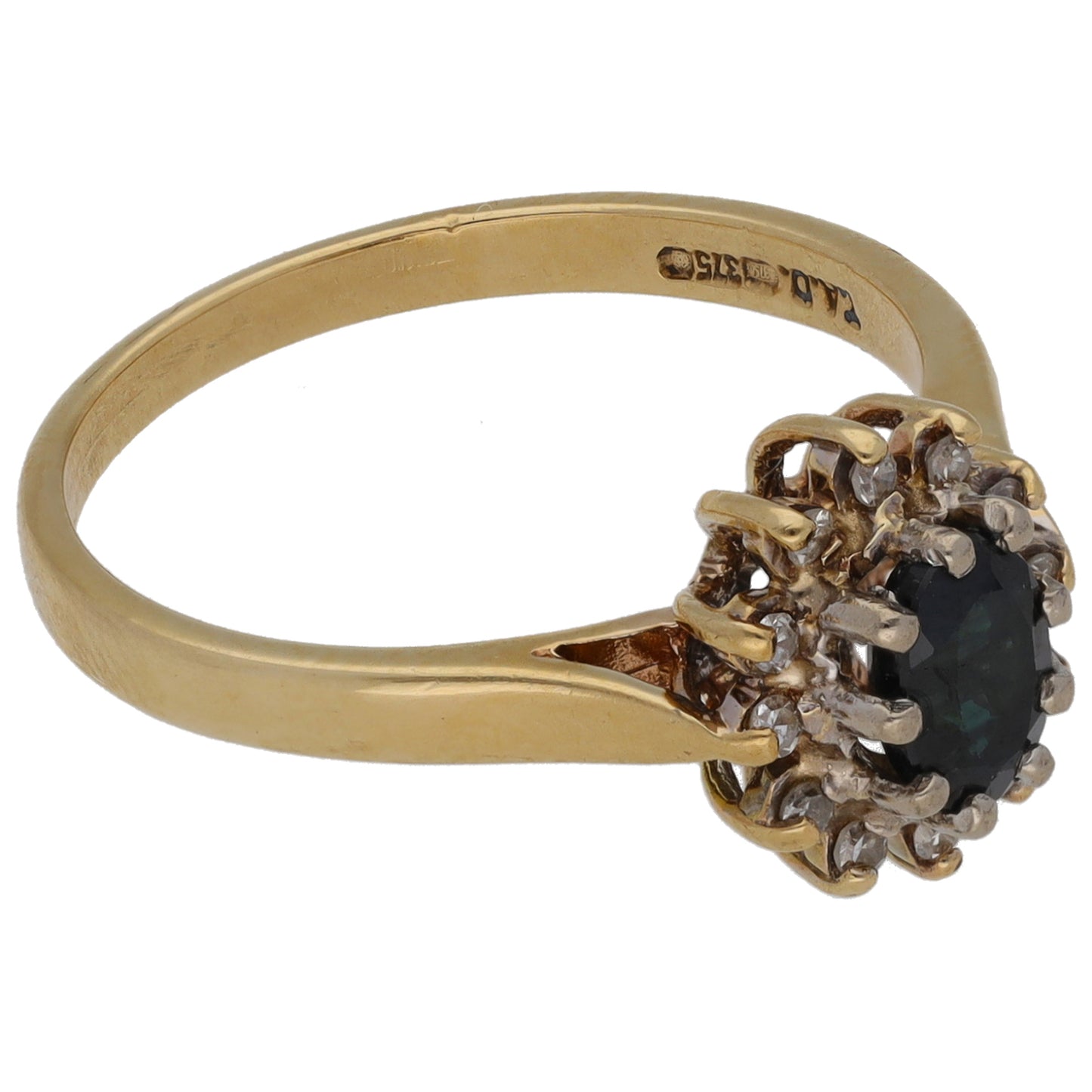 9ct Gold Sapphire & 0.10ct Diamond Dress/Cocktail Ring Size O