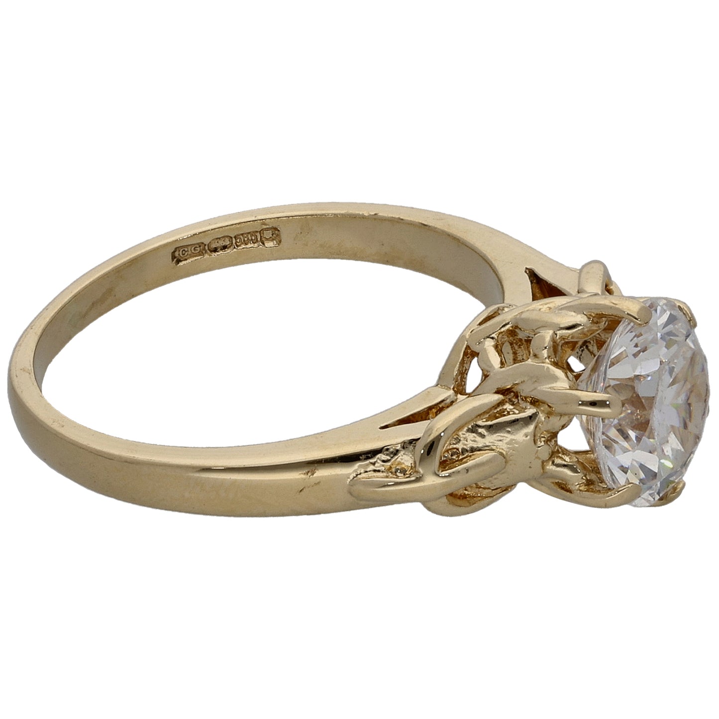 14ct Gold Cubic Zirconia Single Stone Ring Size K