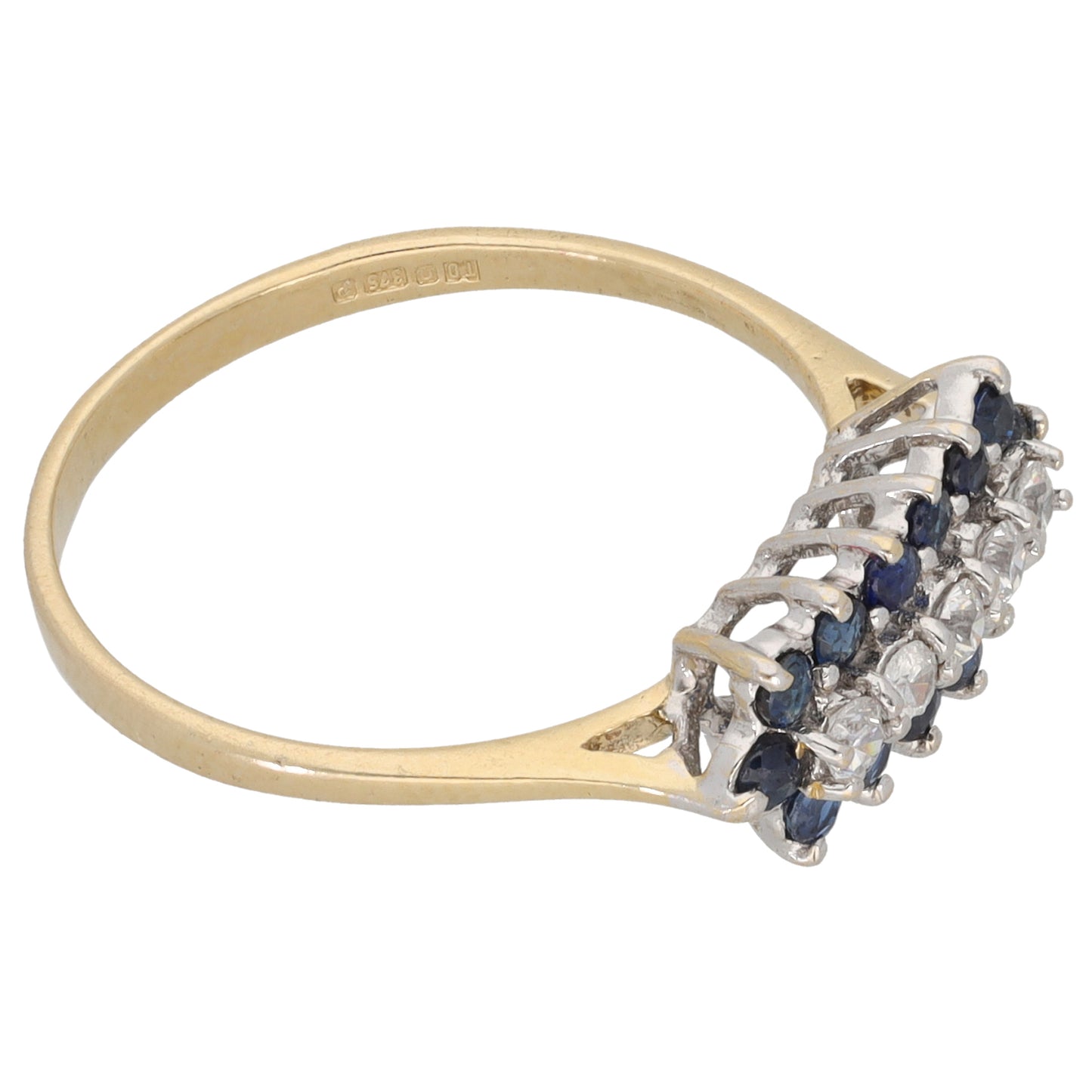 9ct Gold Sapphire & Cubic Zirconia Dress/Cocktail Ring Size P