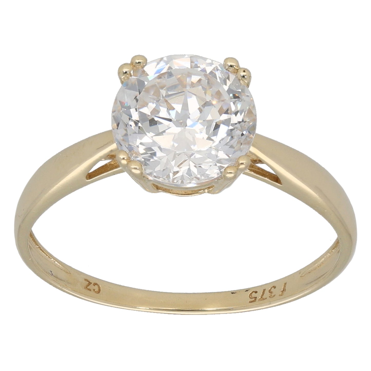 9ct Gold Cubic Zirconia Single Stone Ring Size O