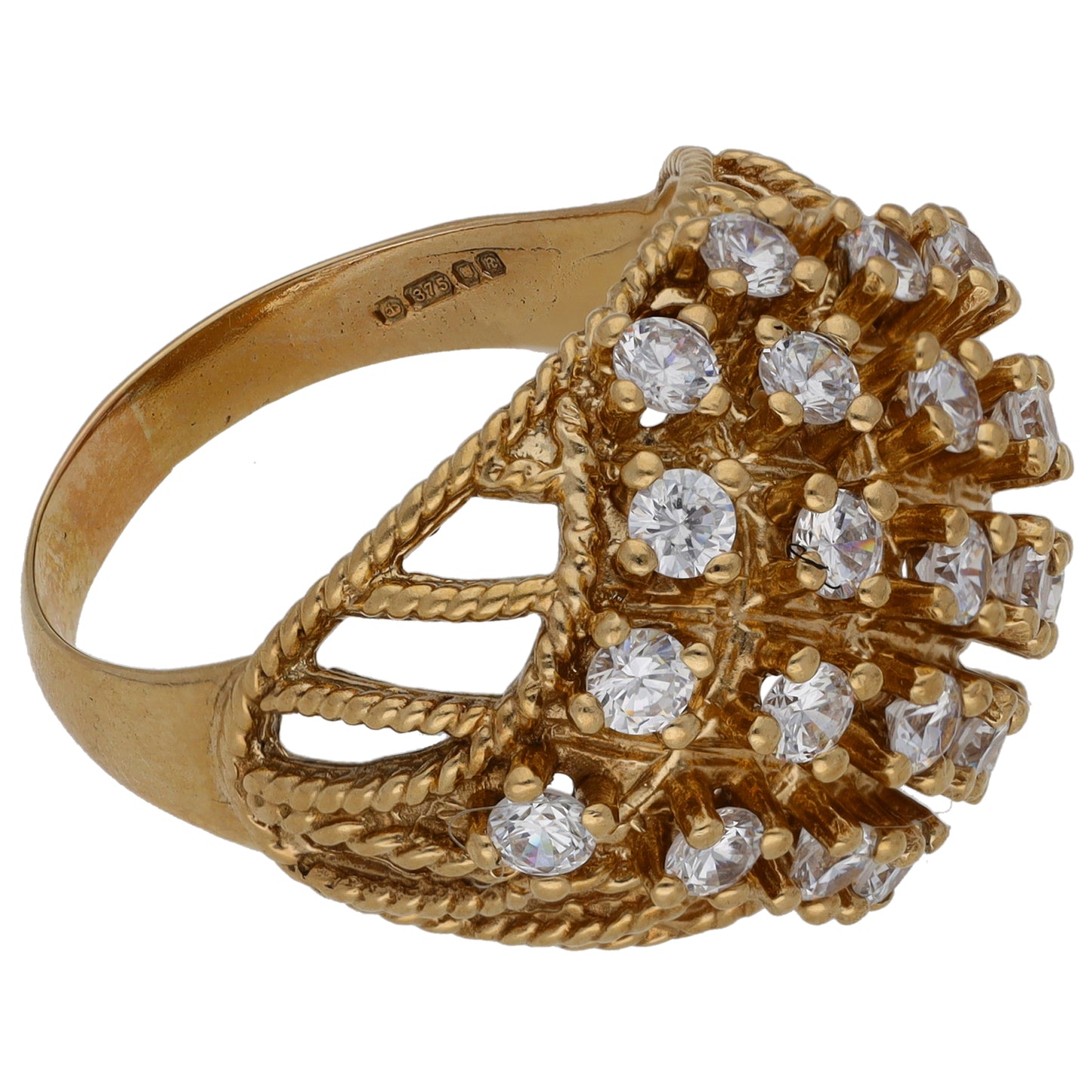 9ct Gold Cubic Zirconia Dress/Cocktail Ring Size S