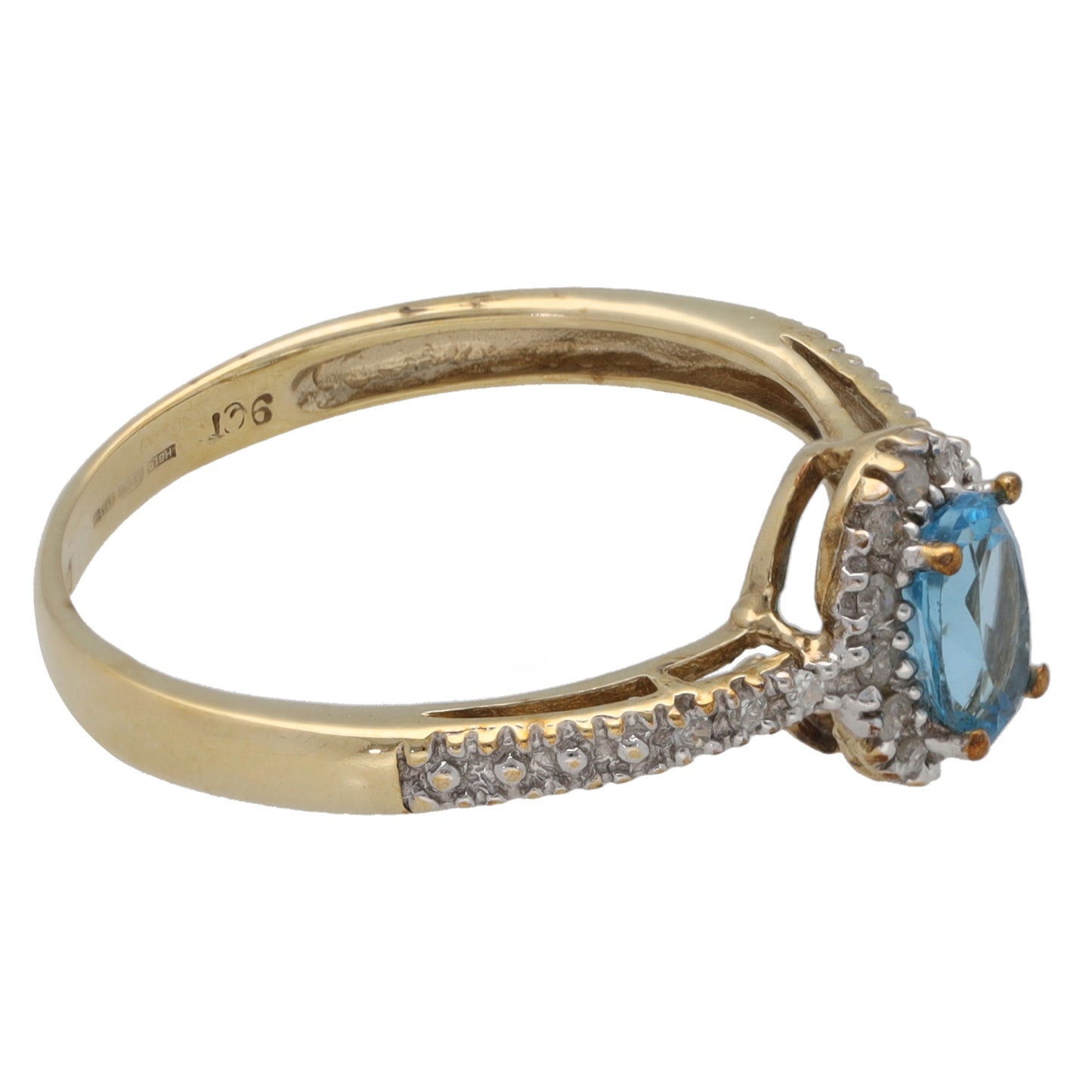 9ct Gold Topaz & 0.10ct Diamond Dress/Cocktail Ring Size N
