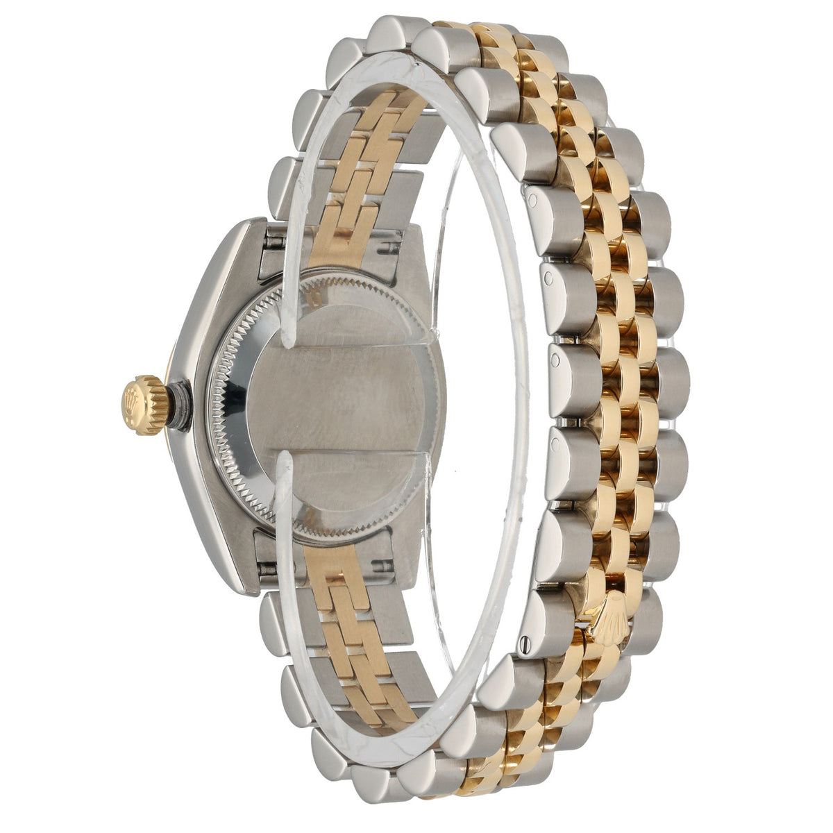 Rolex Lady Datejust 179173l, inside 26mm stainless steel and gold case and bracelet, rear angle