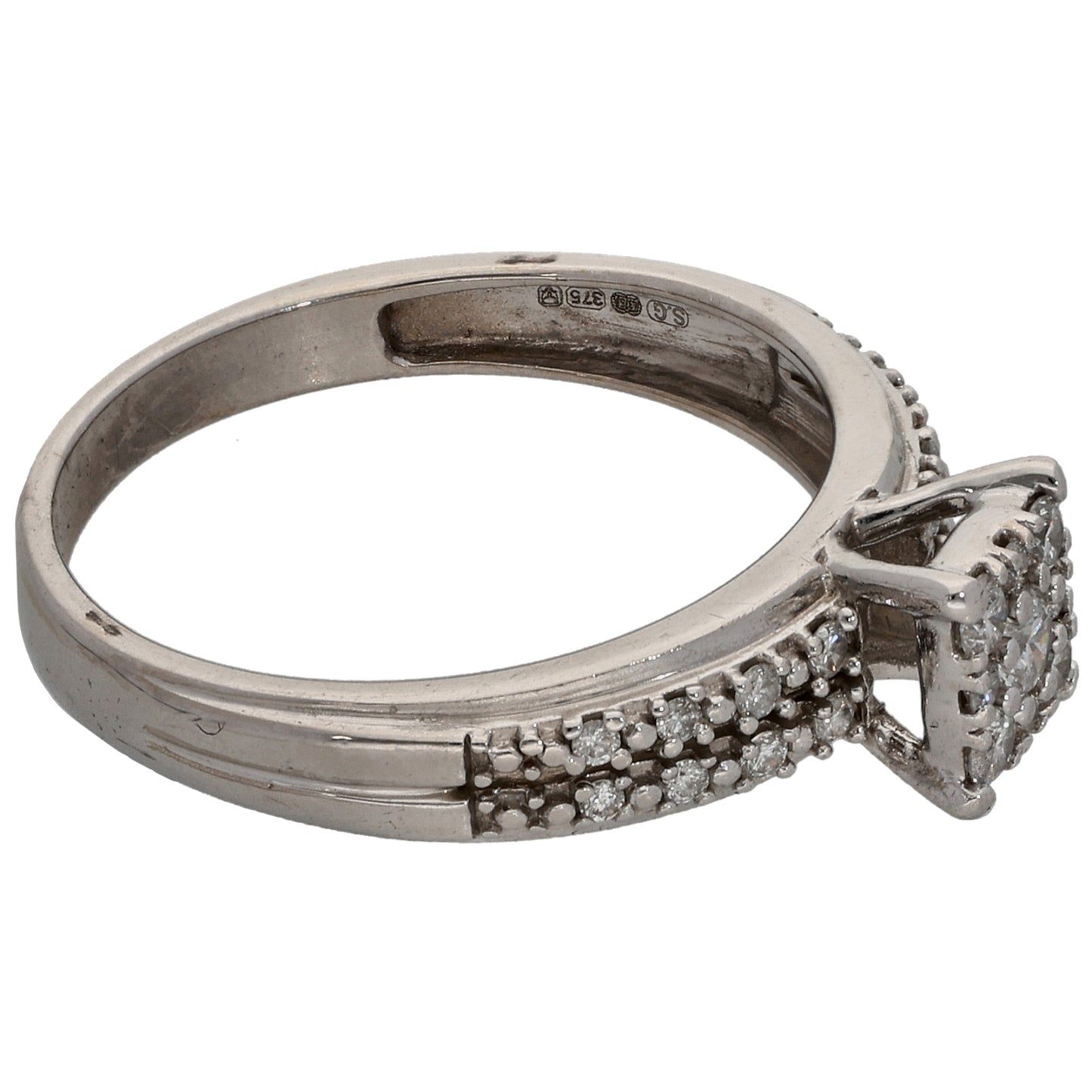 9ct White Gold 0.25ct Diamond Dress/Cocktail Ring Size L