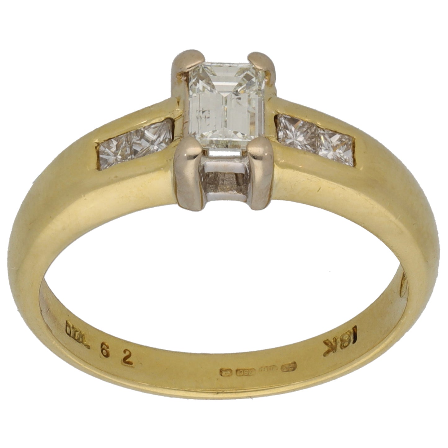 18ct Gold 0.62ct Diamond Solitaire Ring With Accent Stones Size N
