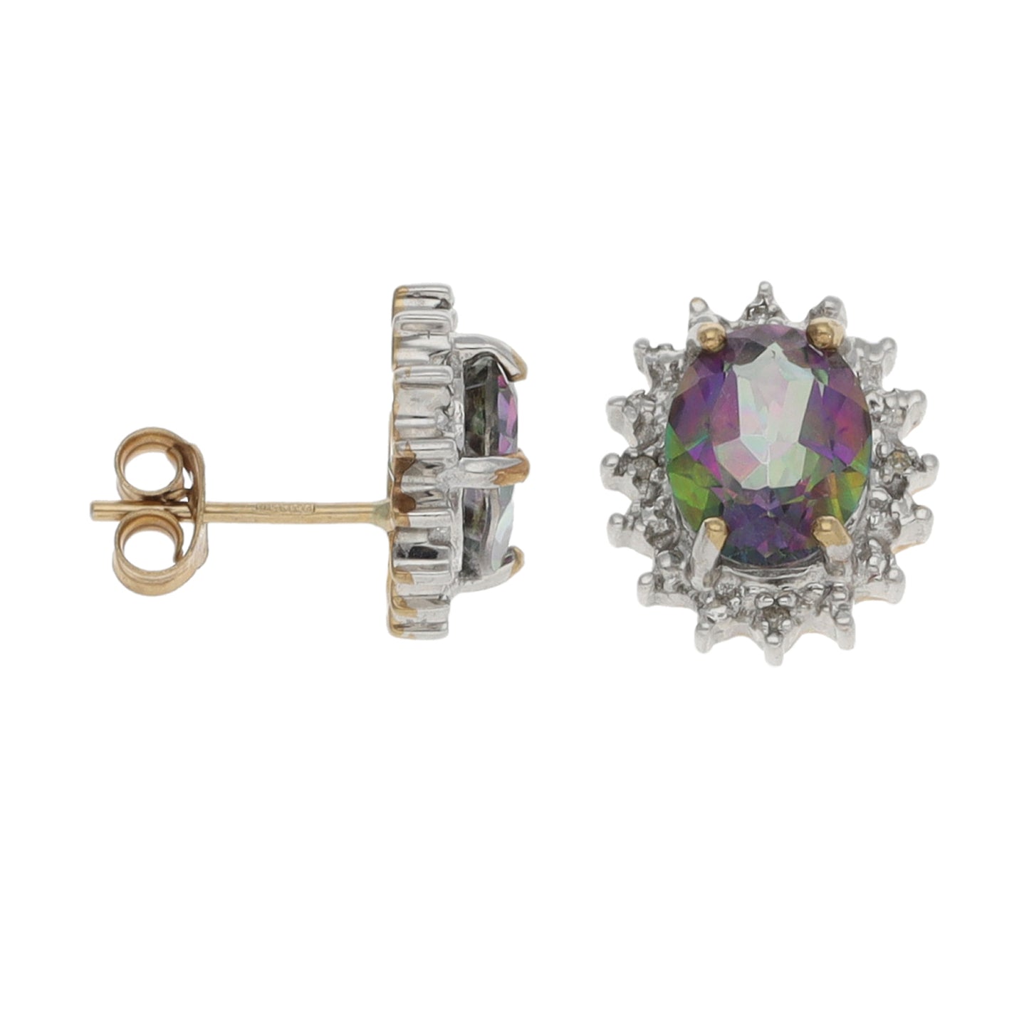 9ct Gold 0.04ct Diamond & Coated Topaz Dress/Cocktail Earrings
